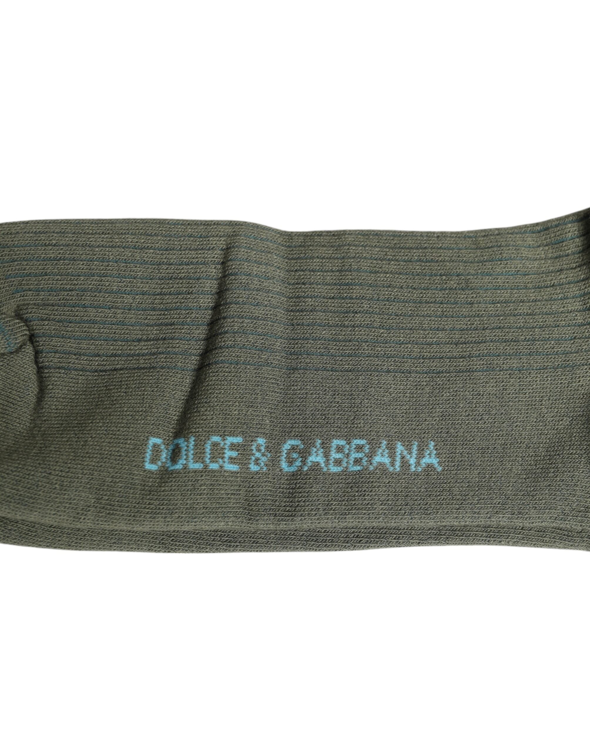 Dolce & Gabbana Grå Bomull DG Bear Mid Calf Strumpor