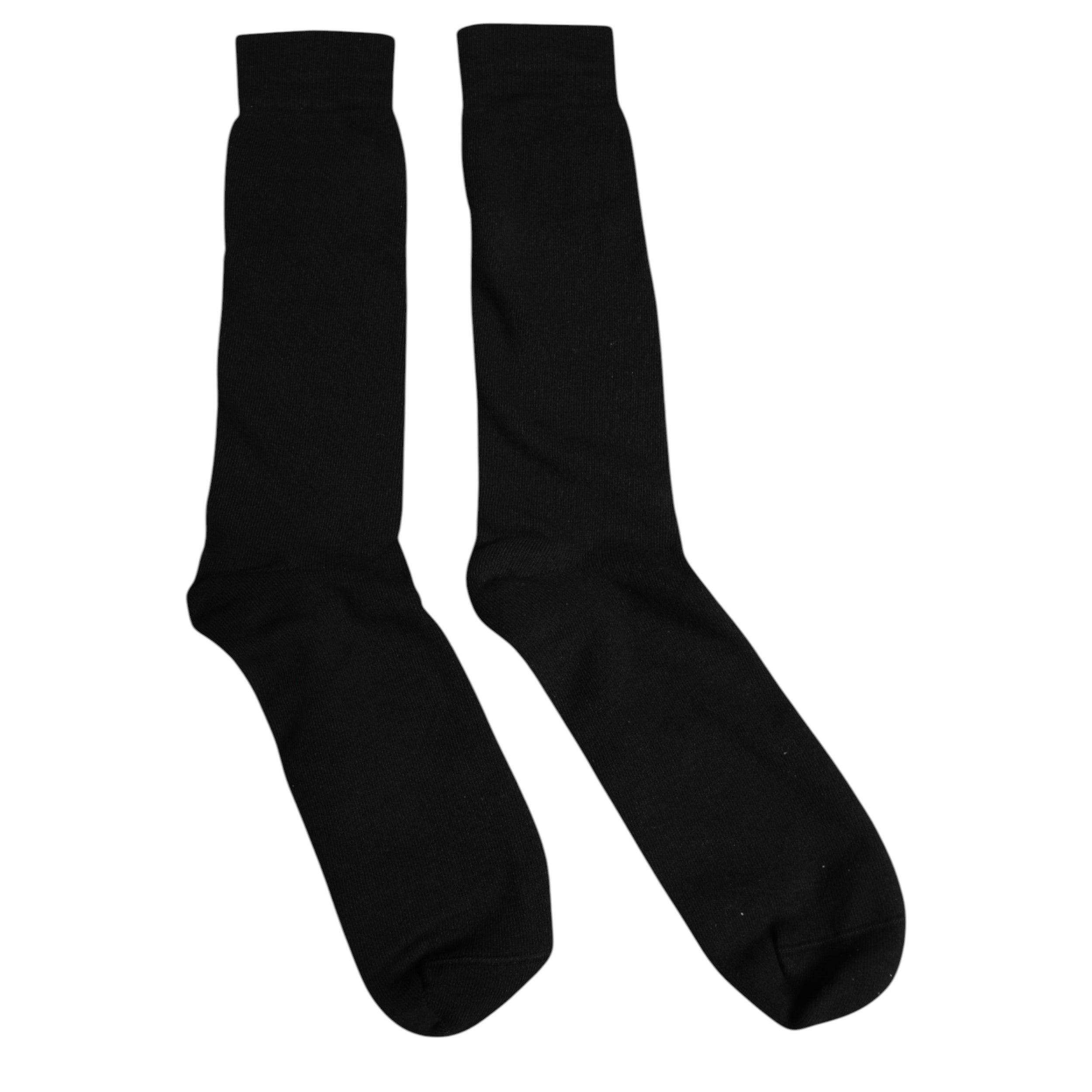 Dolce & Gabbana Svarta Enfärgade Bomullsstrumpor Till Herr, Mid Calf