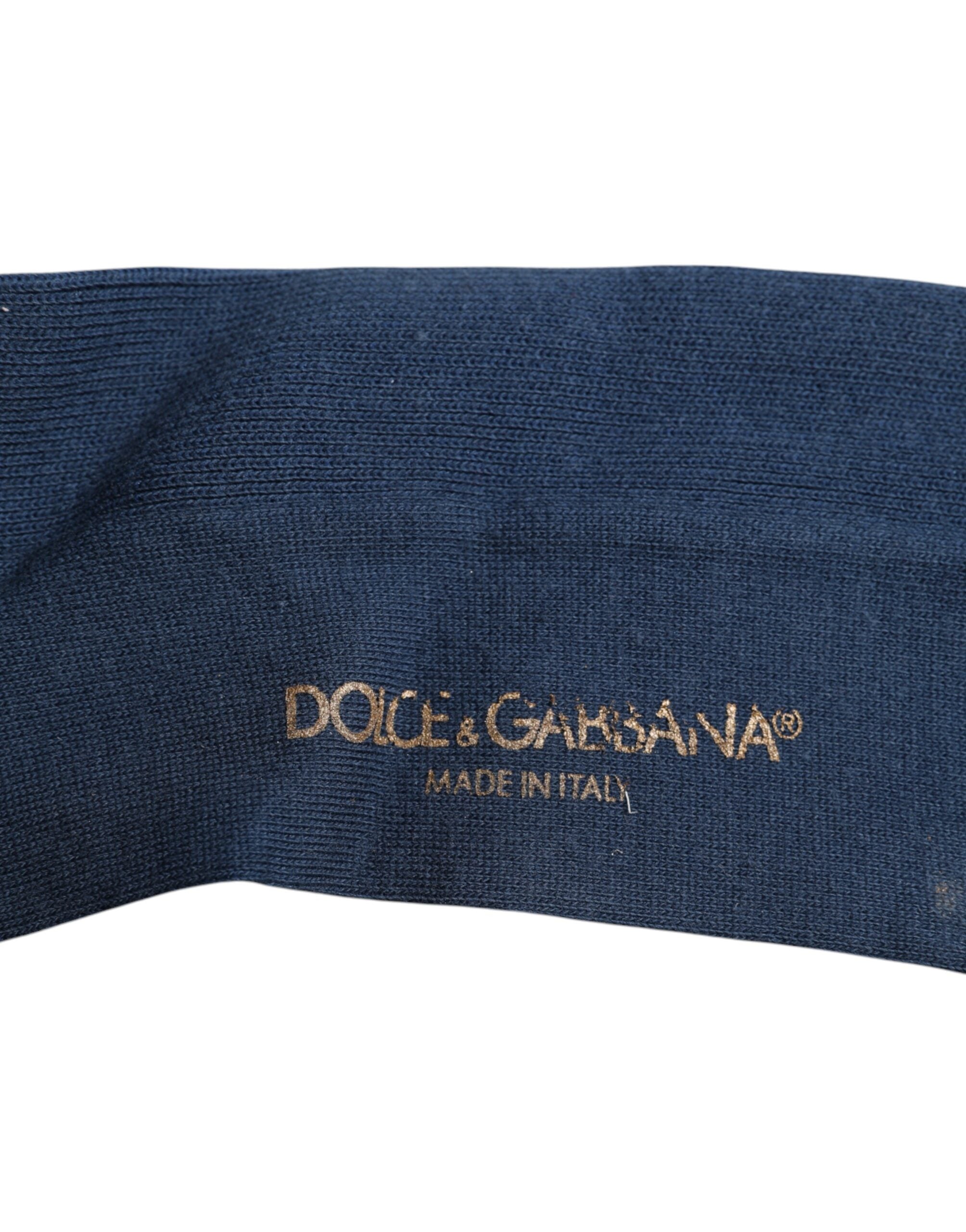 Dolce & Gabbana Blå Bomullsstrumpor med DG-logotyp över vaden