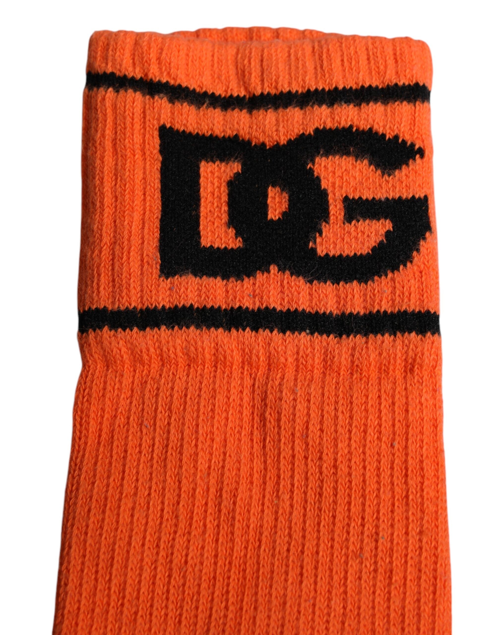 Dolce & Gabbana Orange Bomull DG Logotyp Mönstrade Öppen Tå Strumpor
