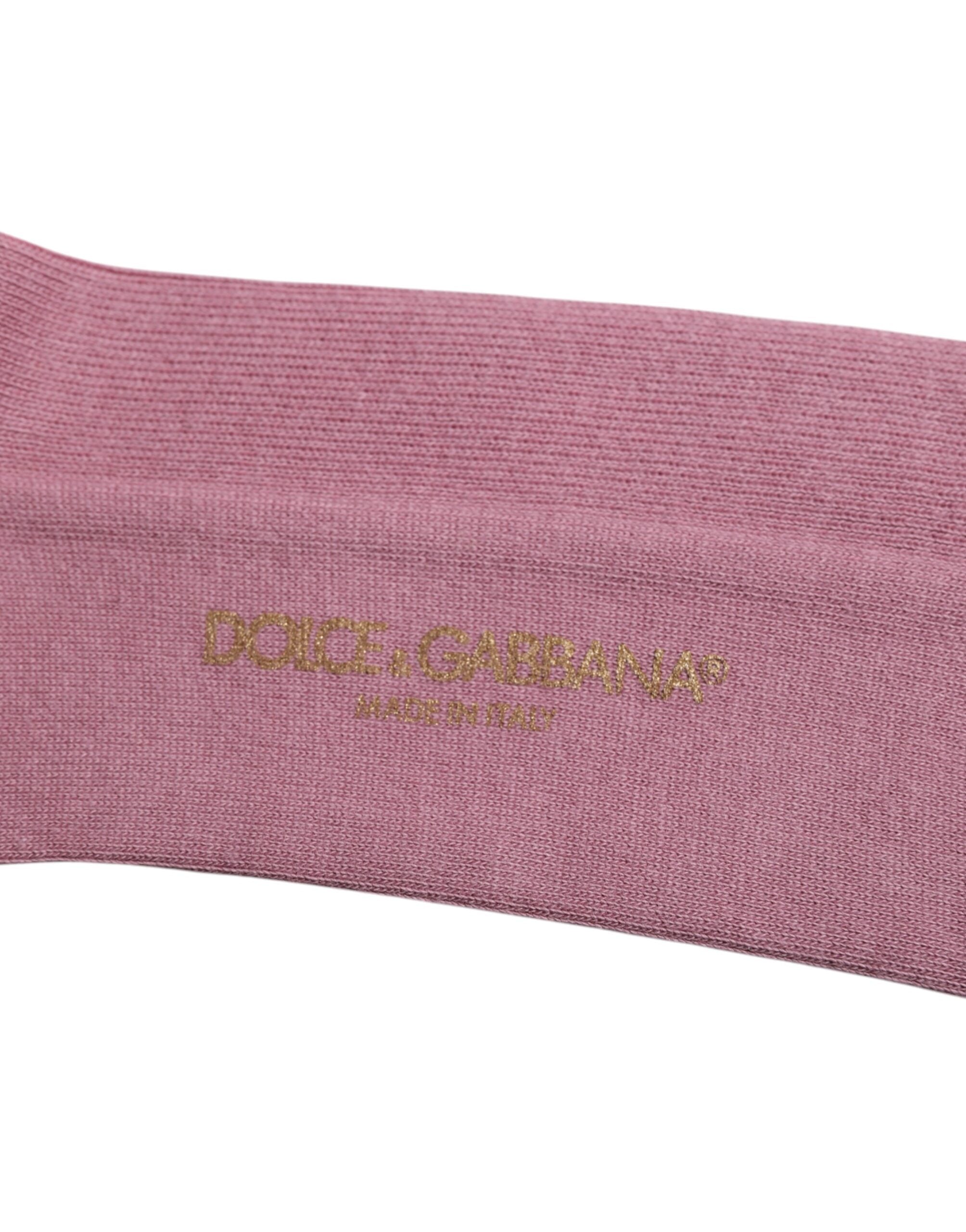 Dolce & Gabbana Rose Rosa Bomullsstrumpor Över Vaden