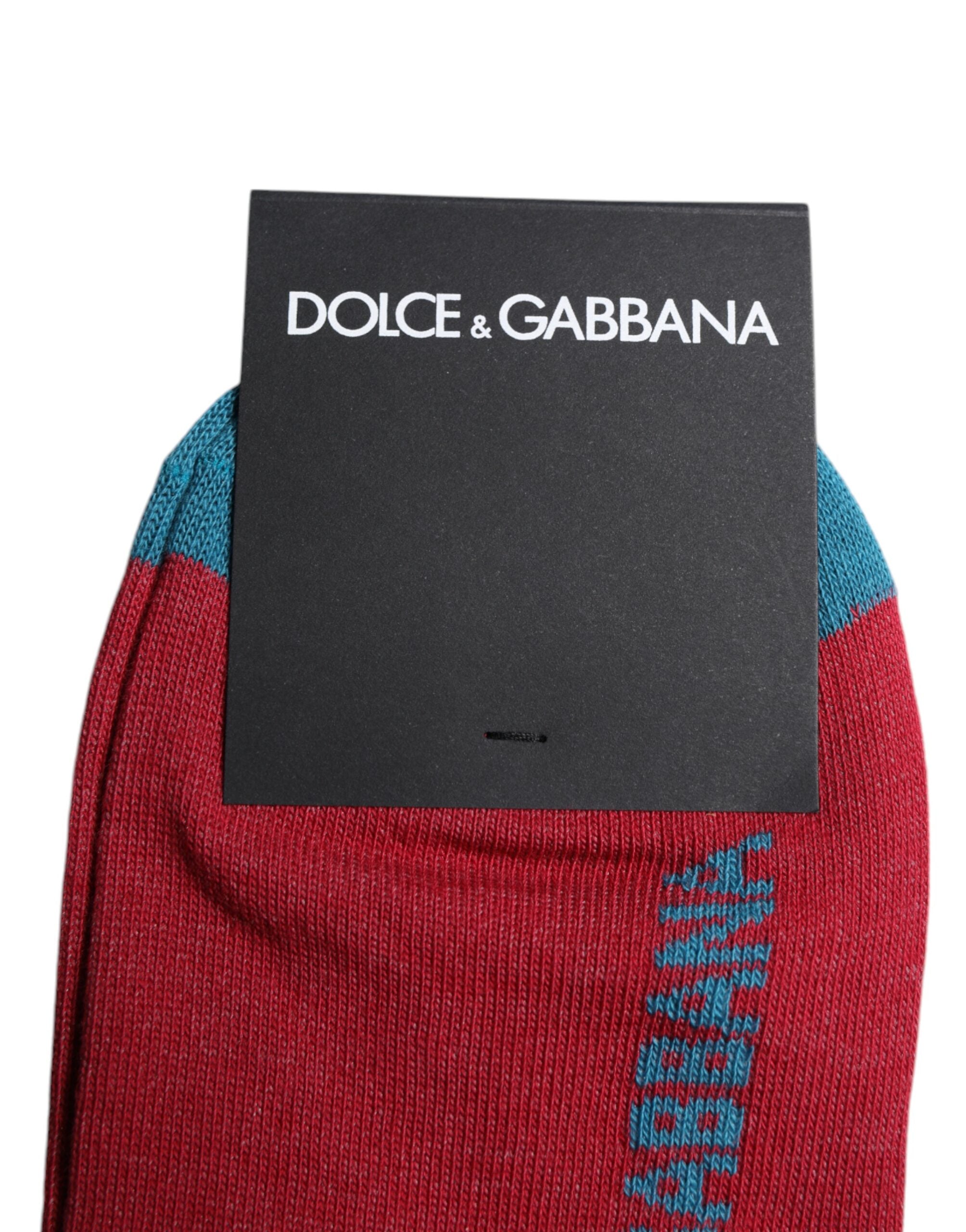 Dolce & Gabbana Röda Bomullsstrumpor Med DG-Logotryck, Halvhög Vad