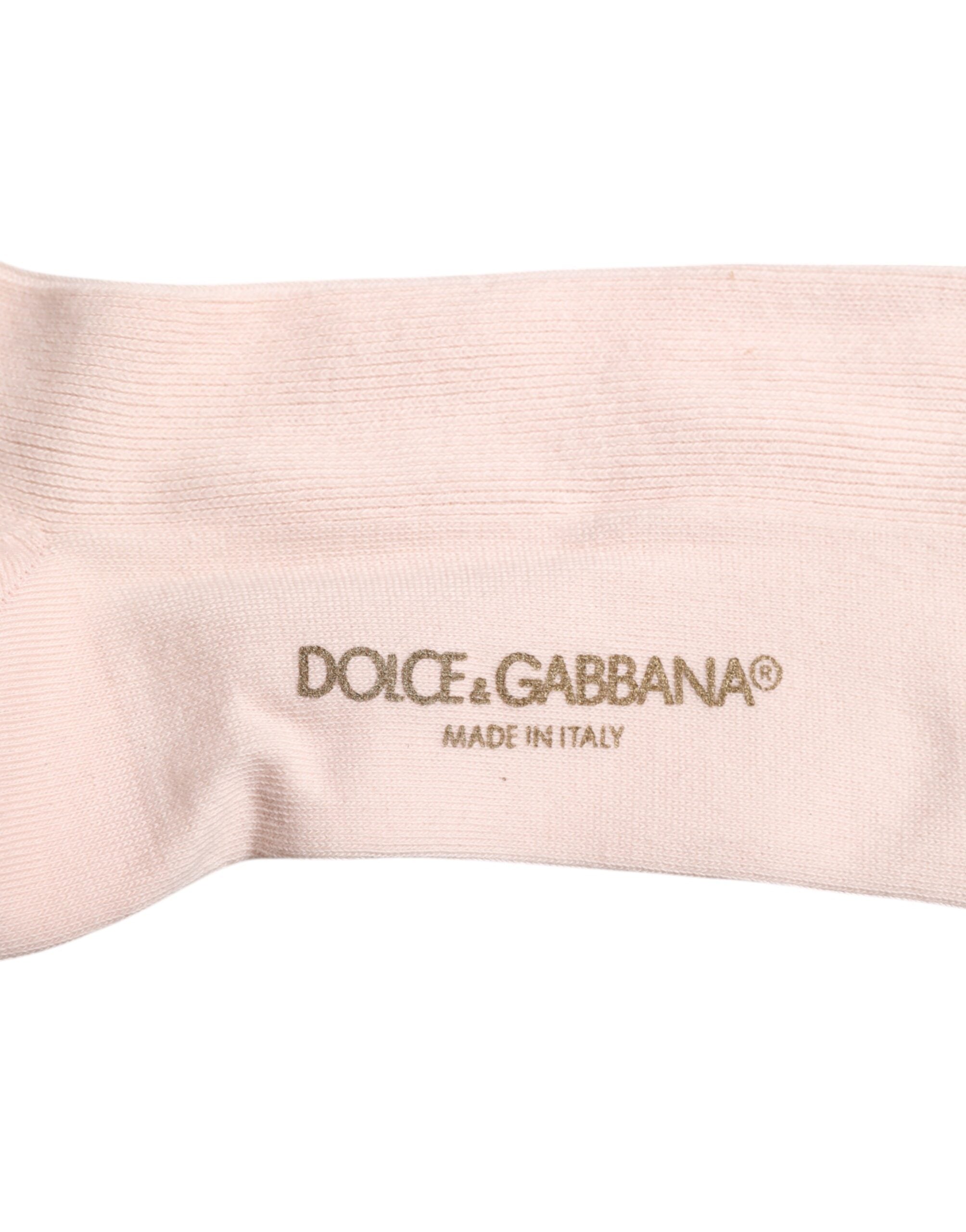 Dolce & Gabbana Elfenbensvita Bomulls Stretchiga Vadstrumpor Med Logotyp