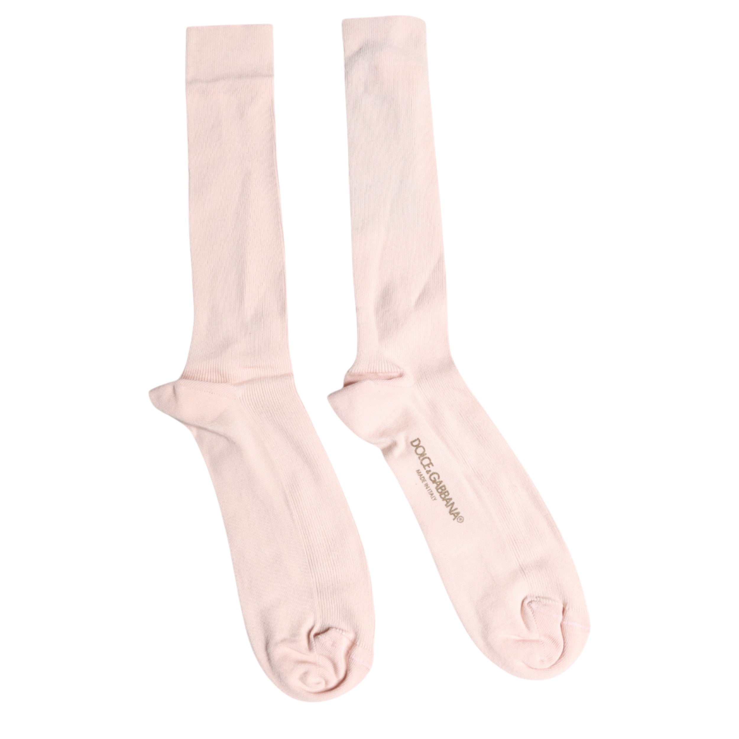 Dolce & Gabbana Elfenbensvita Bomulls Stretchiga Vadstrumpor Med Logotyp