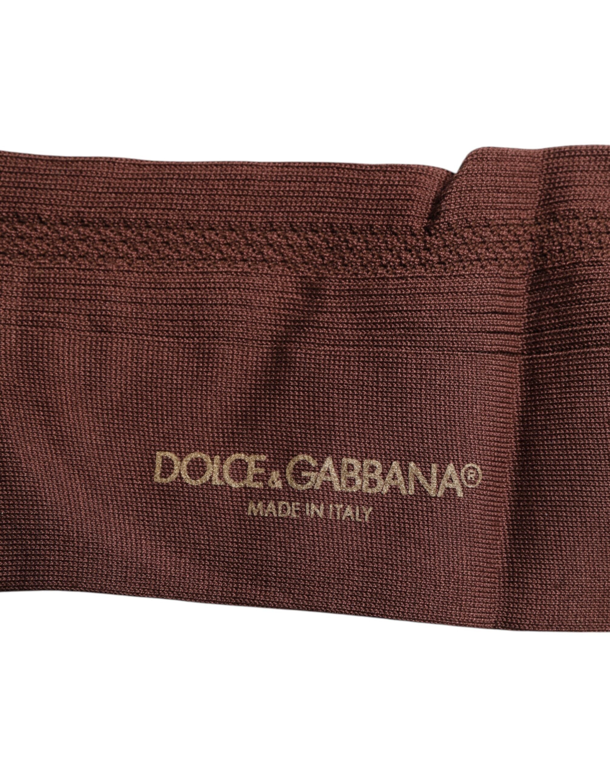 Dolce & Gabbana Bruna Stretchiga Logotyptryck Halvhöga Vadstrumpor