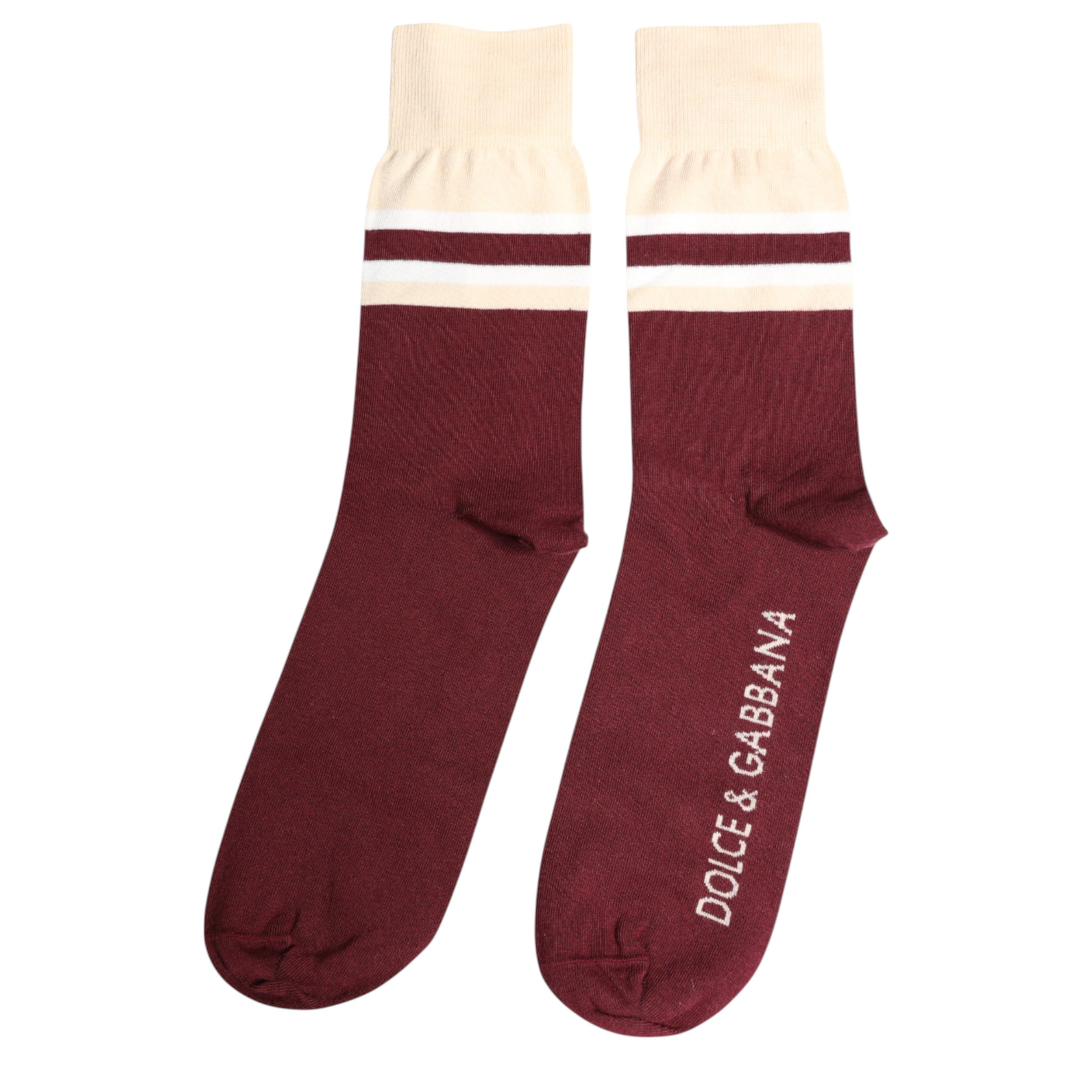Dolce & Gabbana – Vinröda stretchiga logotypmönstrade strumpor med mitten av vaden