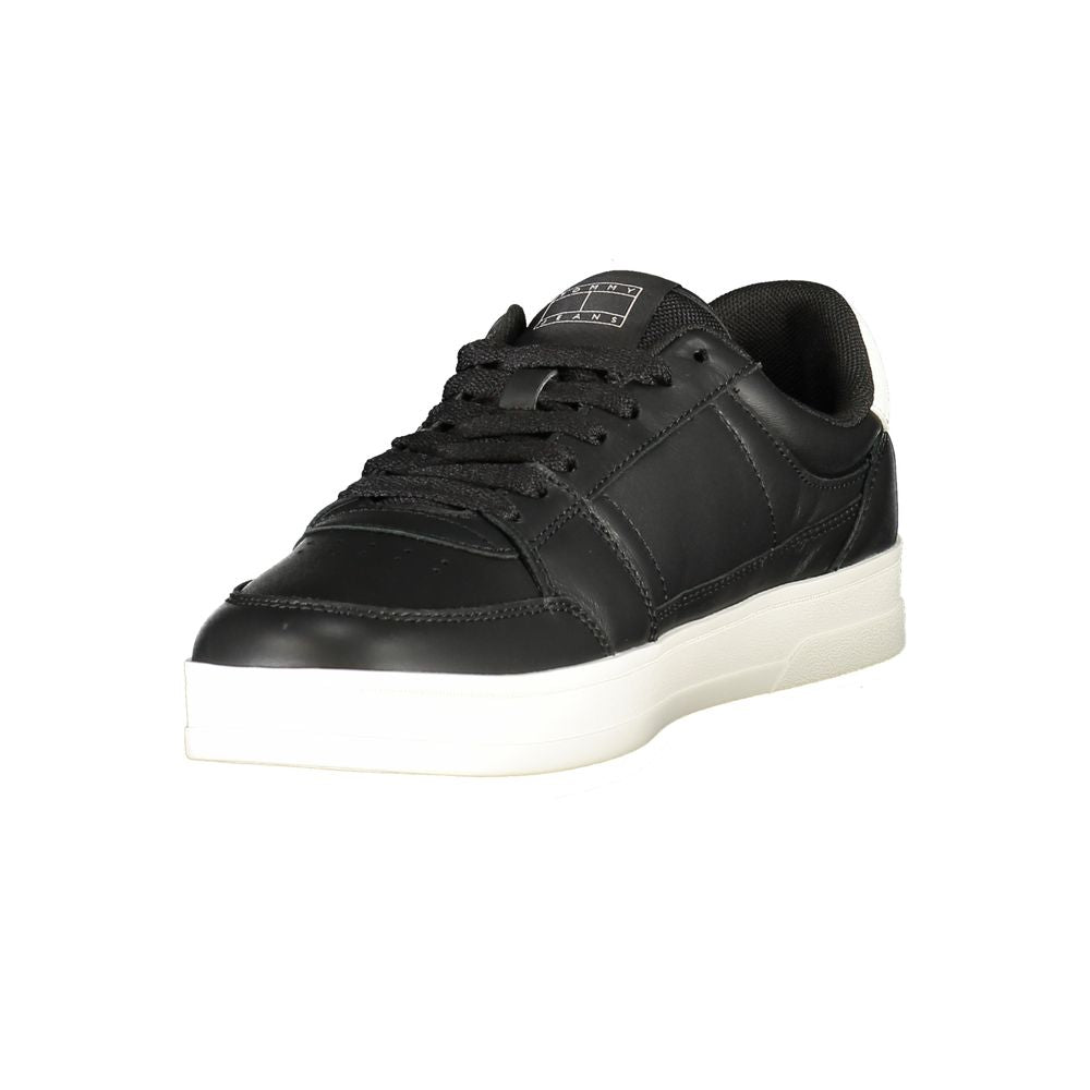 Tommy Hilfiger svarta lädersneakers för män