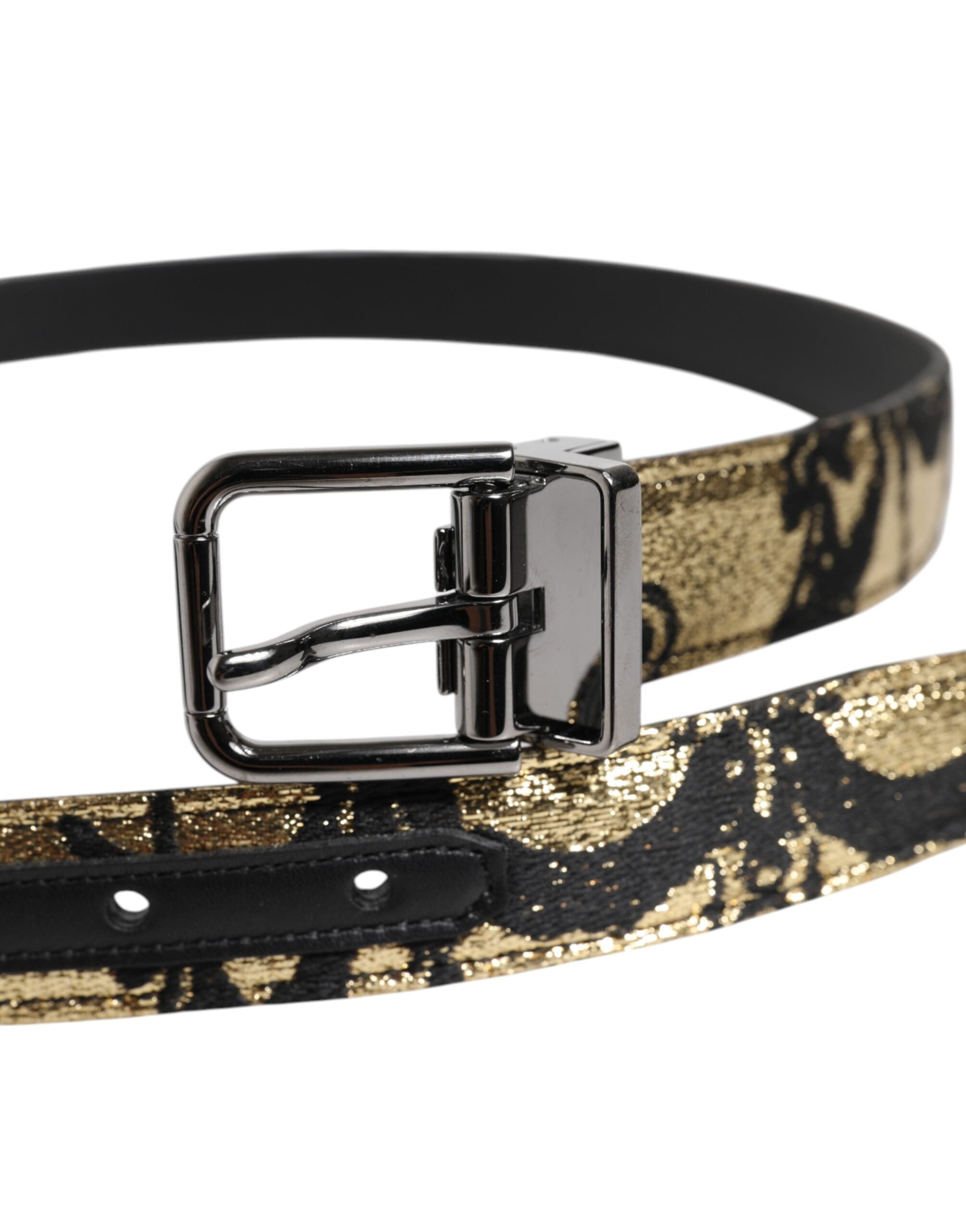 Dolce & Gabbana Flerfärgat Jacquard Läderbälte med Metallspänne
