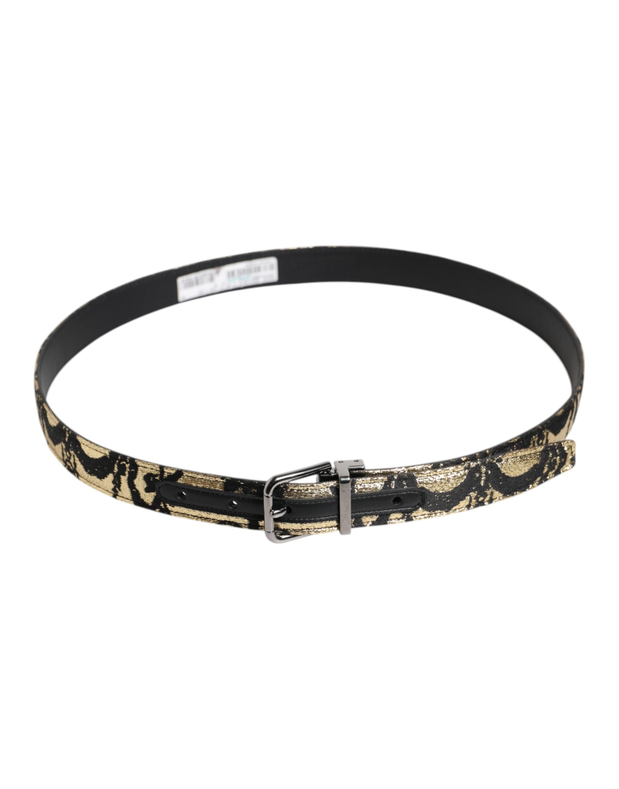 Dolce & Gabbana Flerfärgat Jacquard Läderbälte med Metallspänne