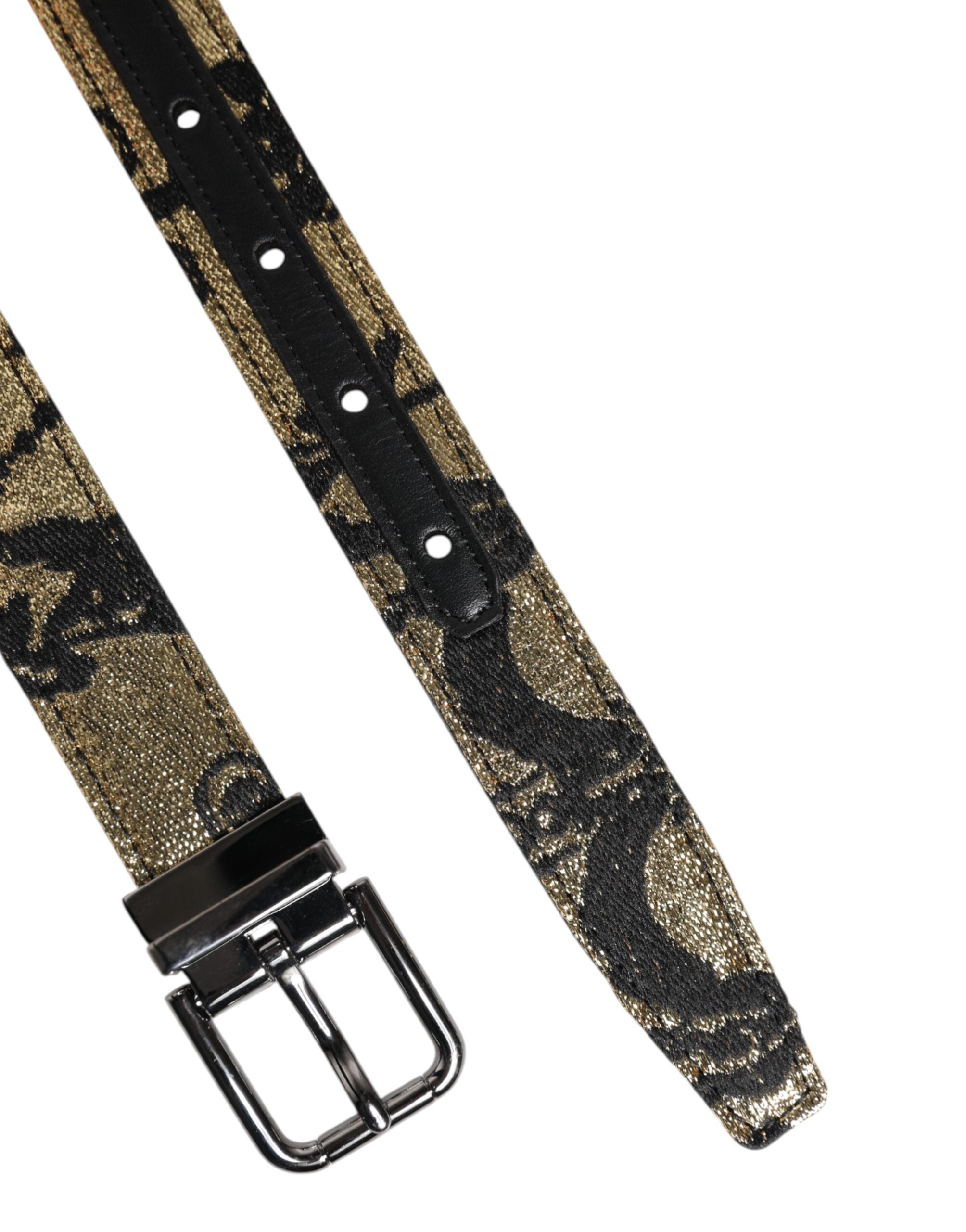 Dolce & Gabbana Flerfärgat Jacquard Läderbälte med Metallspänne
