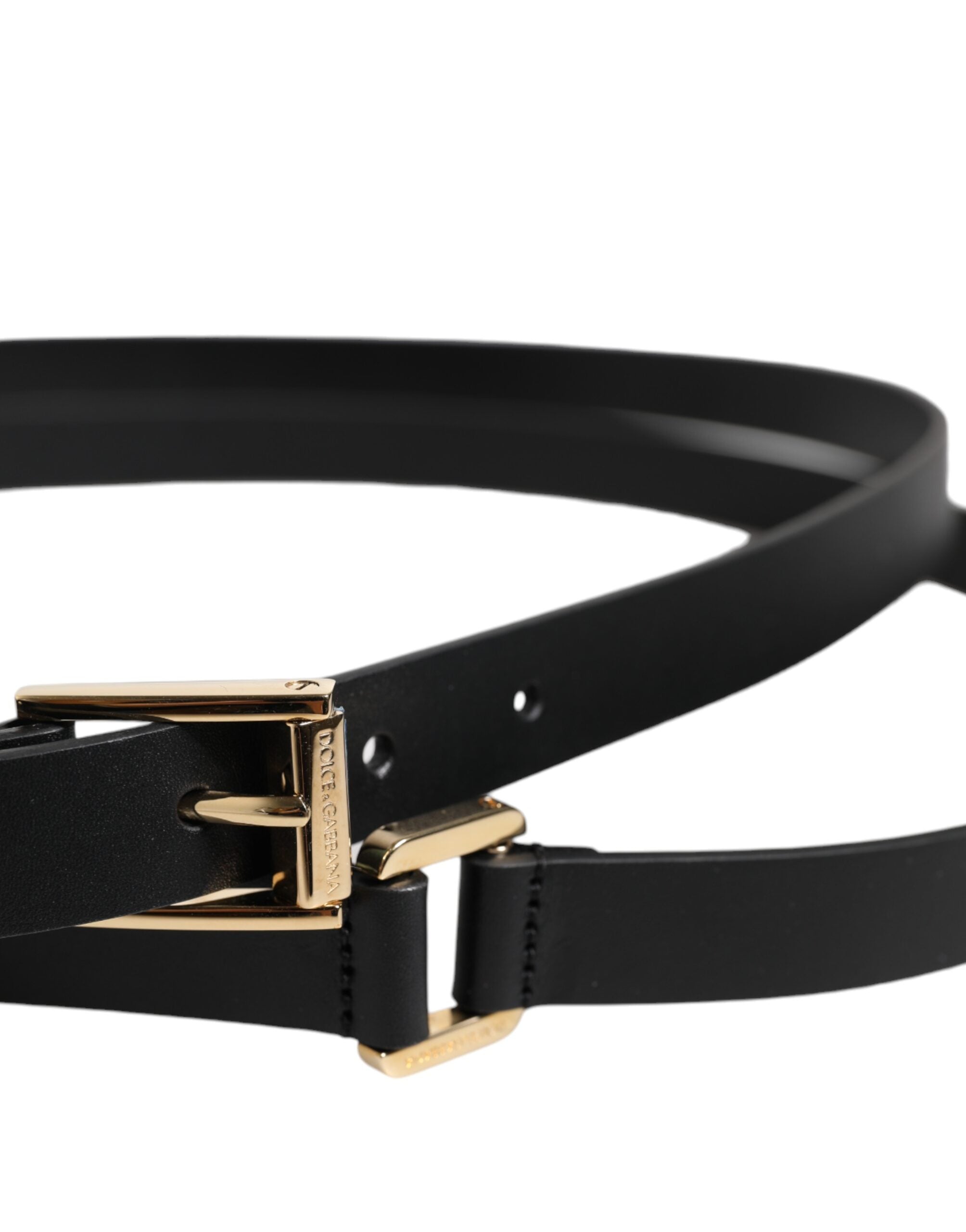 Dolce & Gabbana Svart Klassiskt Guldfärgat Metallbälte med Logotypspänne