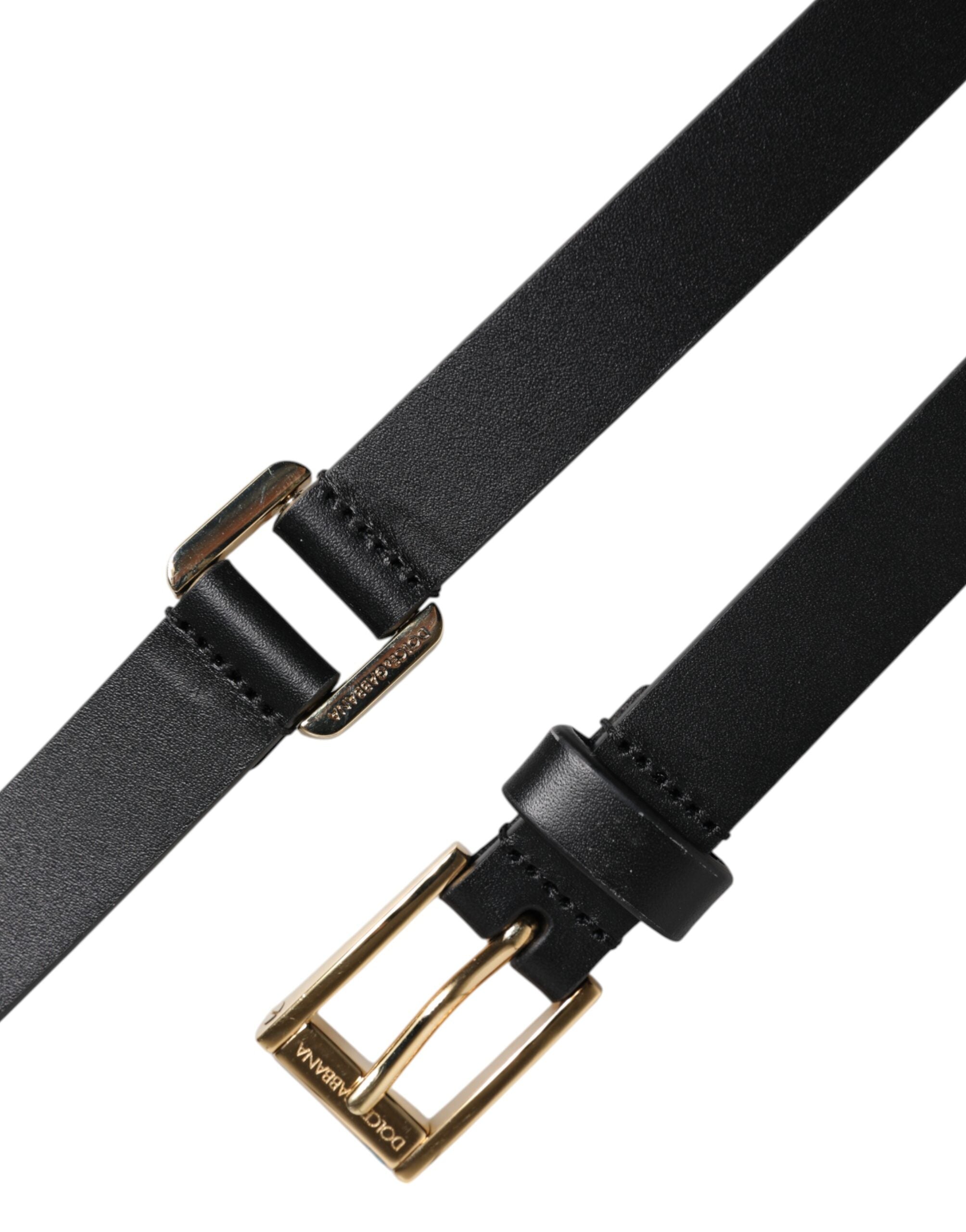 Dolce & Gabbana Svart Klassiskt Guldfärgat Metallbälte med Logotypspänne