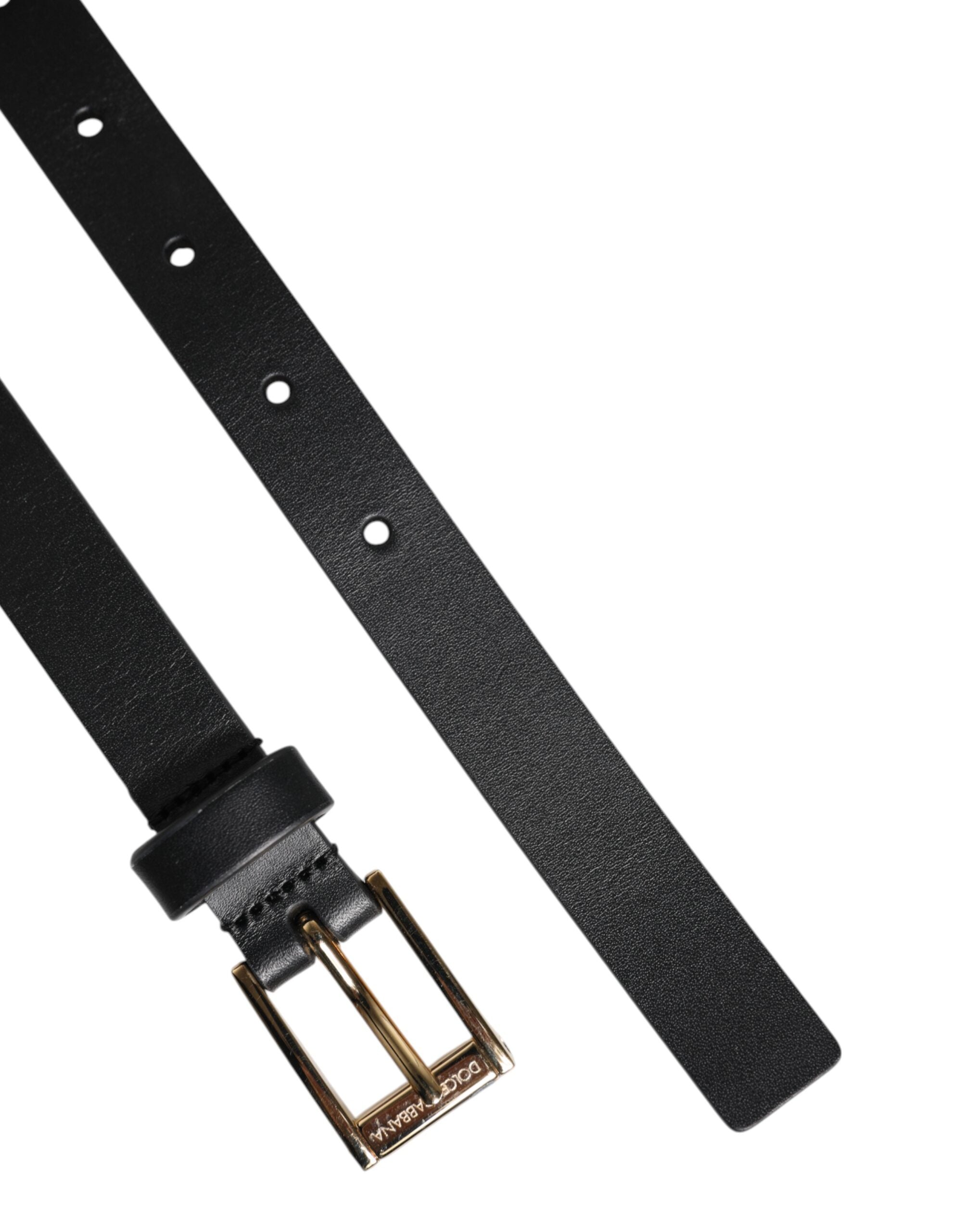 Dolce & Gabbana Svart Klassiskt Guldfärgat Metallbälte med Logotypspänne