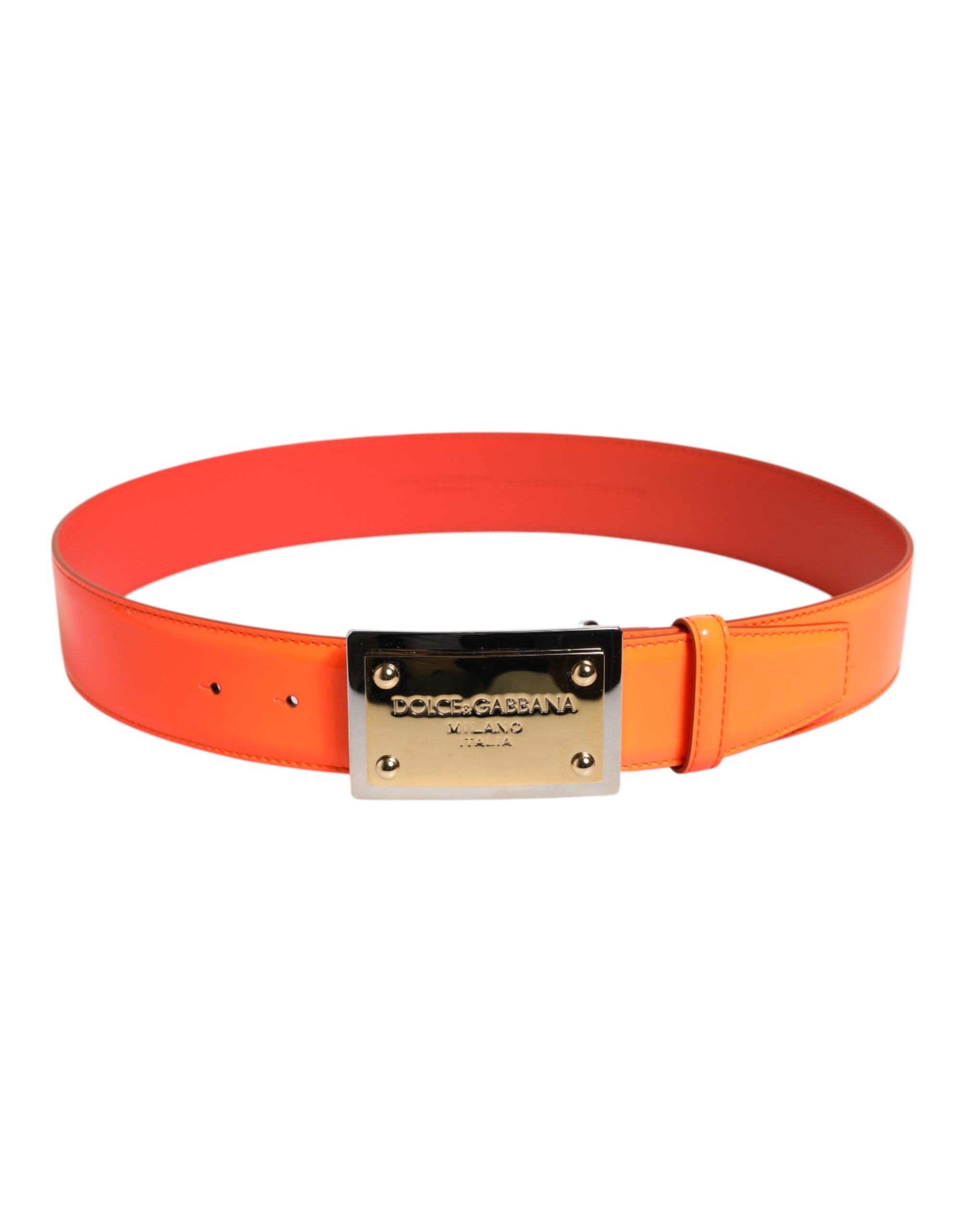 Dolce & Gabbana Orange Guldfärgad Metallbälte med Logotypspänne