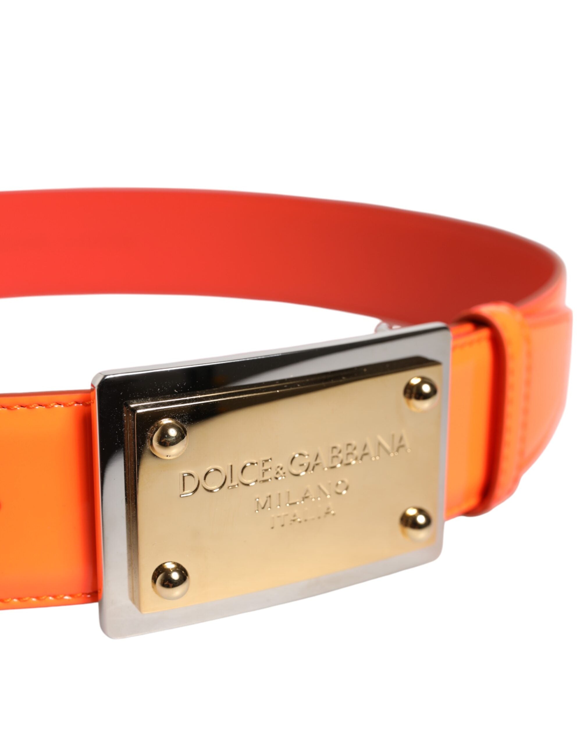 Dolce & Gabbana Orange Guldfärgad Metallbälte med Logotypspänne