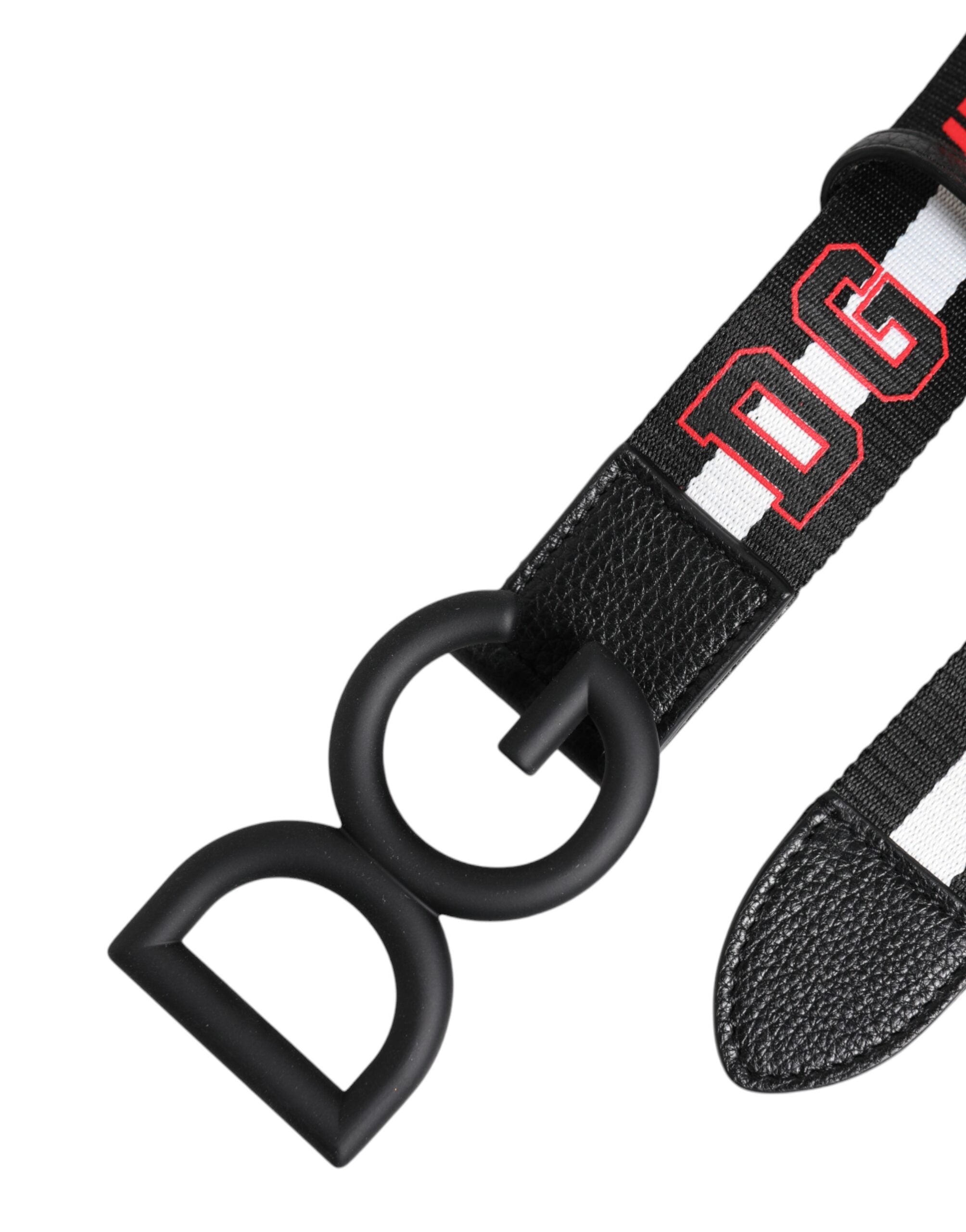Dolce & Gabbana svart polyesterbälte med logotyp och DG-spänne
