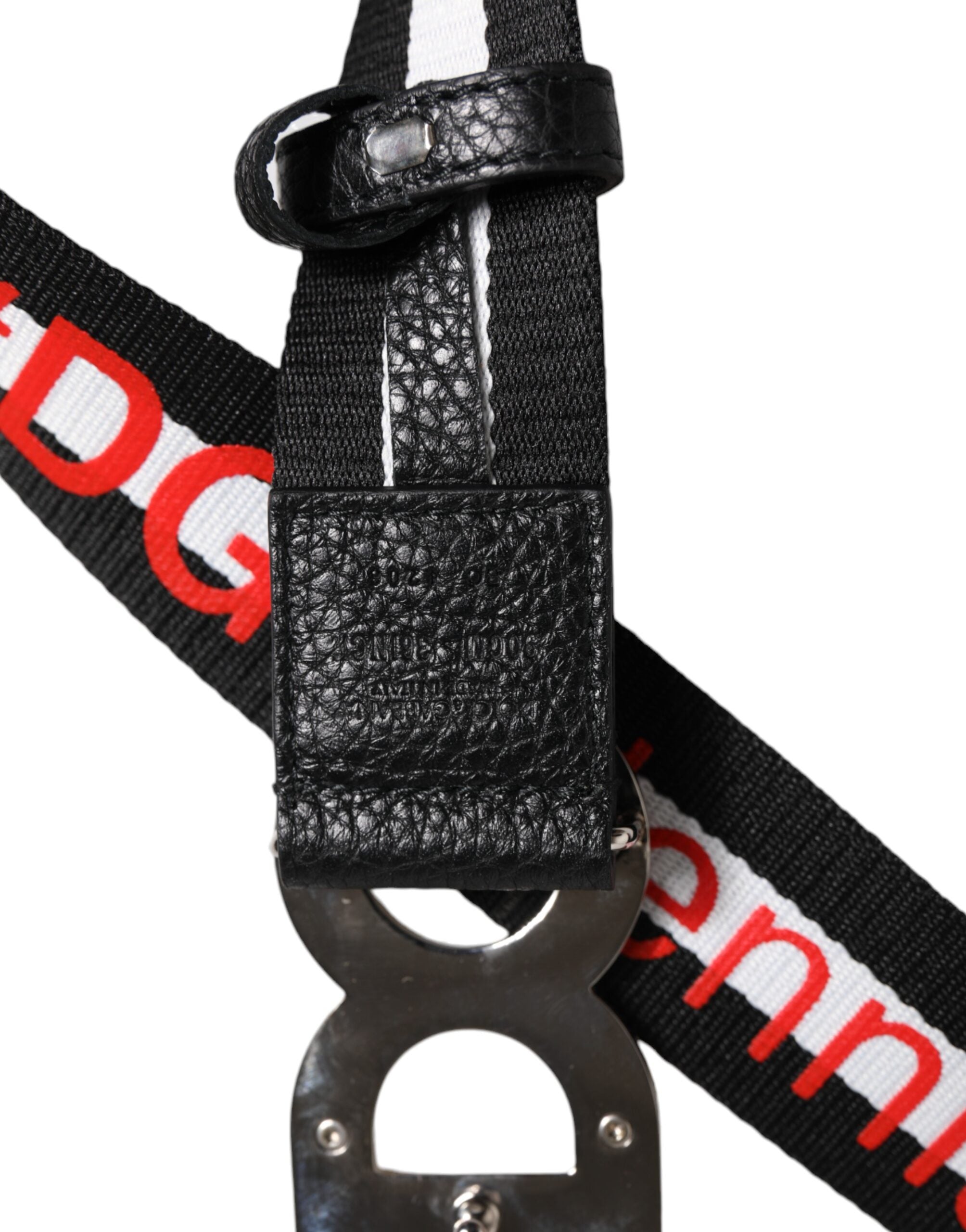 Dolce & Gabbana svart bomullsbälte med logotyp och DG-spänne