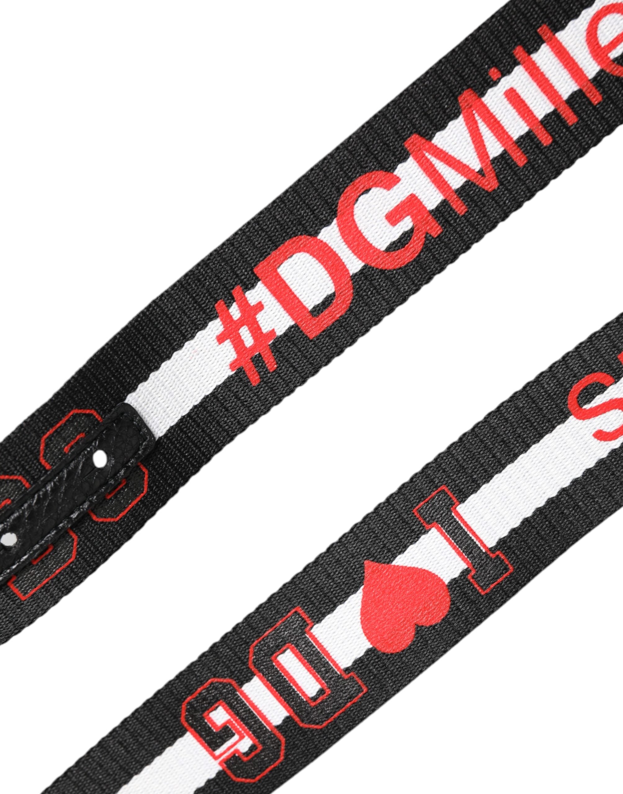 Dolce & Gabbana svart bomullsbälte med logotyp och DG-spänne
