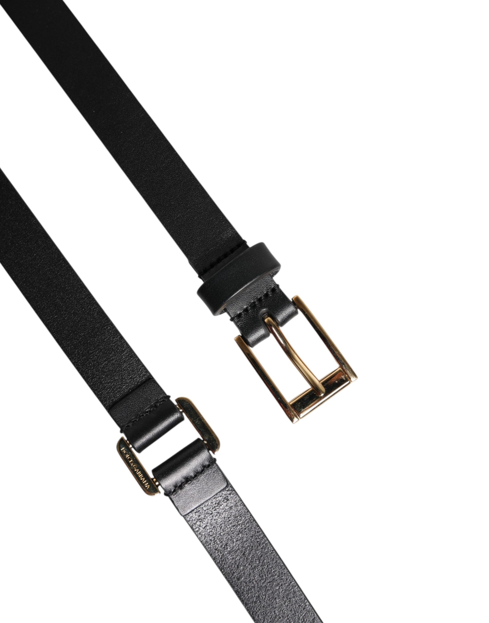 Dolce & Gabbana Svart Läderbälte med Dubbelrem och Guldspänne