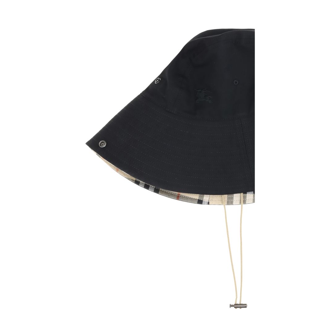 Burberry Bucket Hat med rutig kant och gabardin