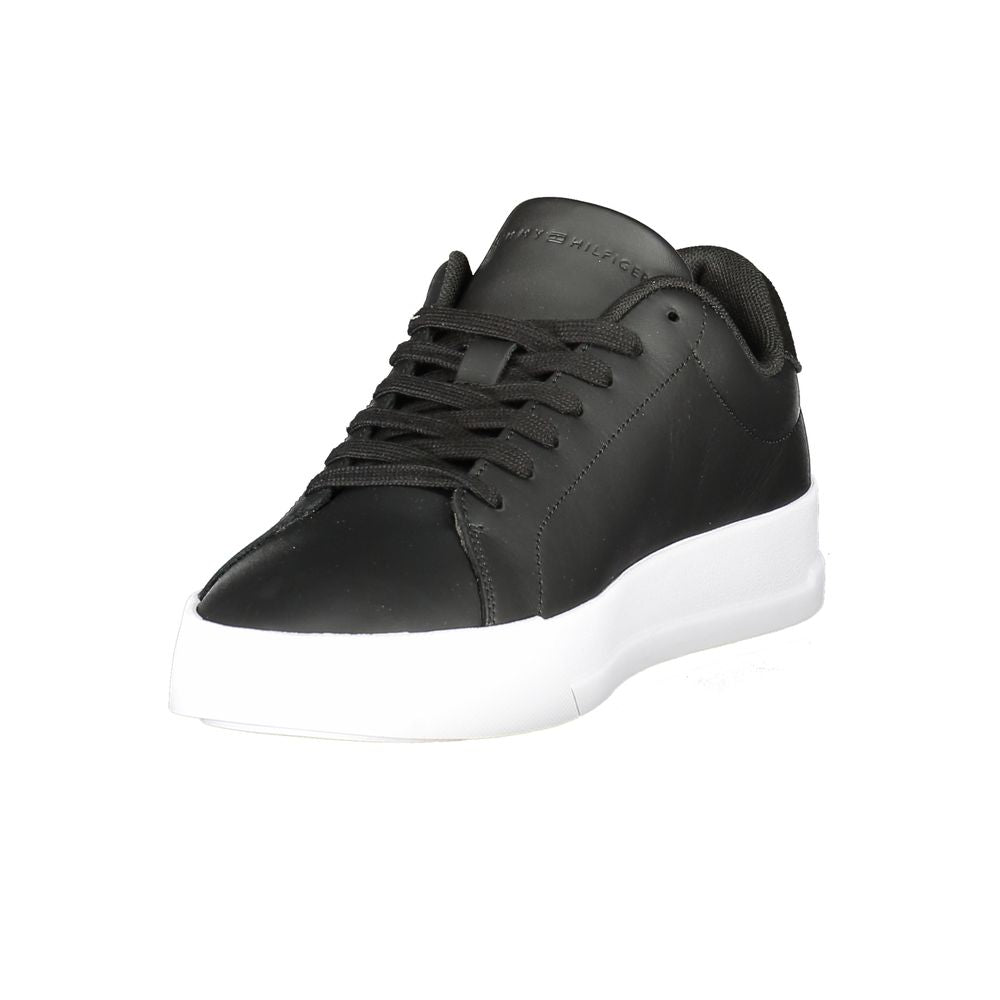 Tommy Hilfiger svarta lädersneakers för män