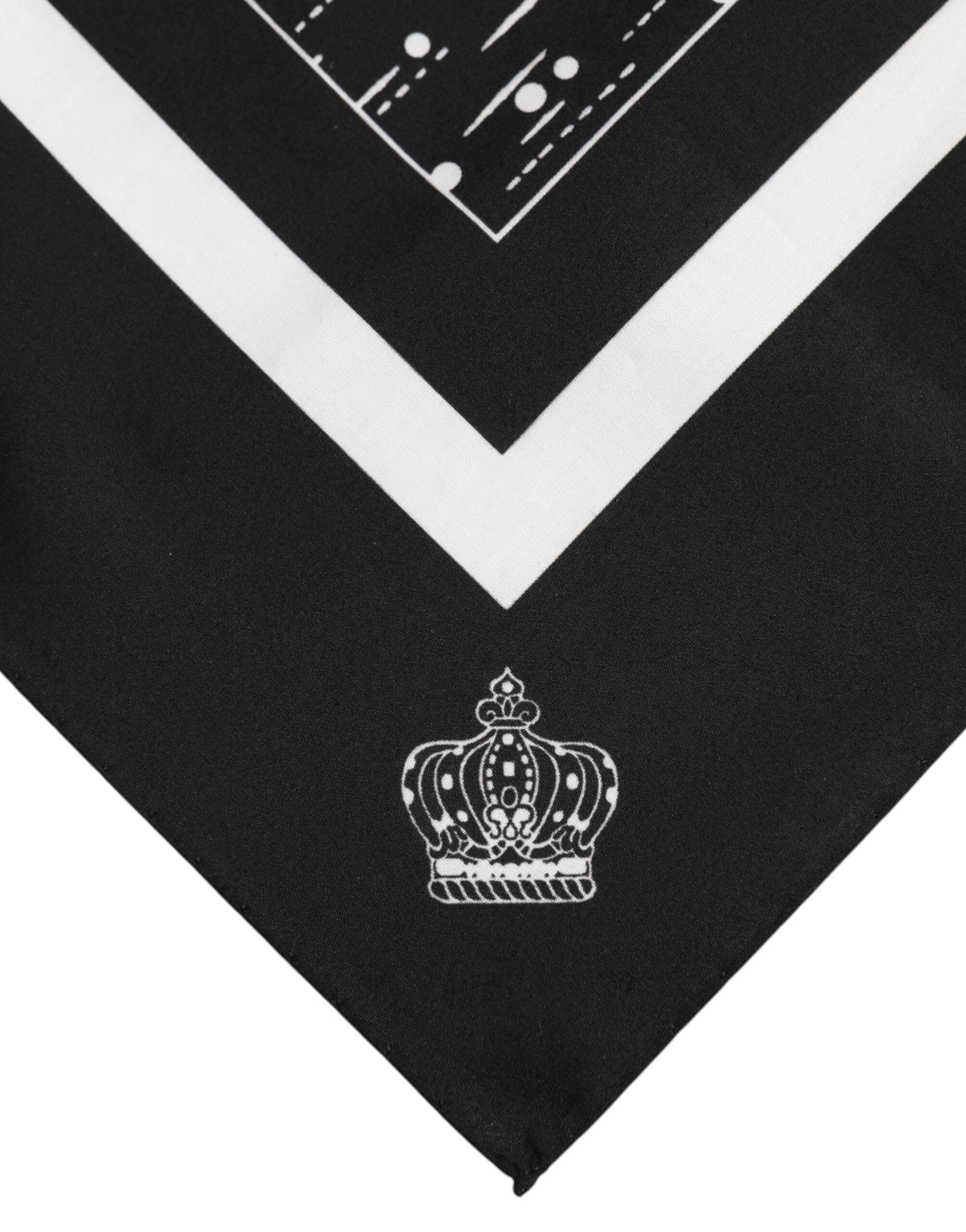 Dolce & Gabbana Svartvit Mönstrad Fyrkantig Foulard Halsduk