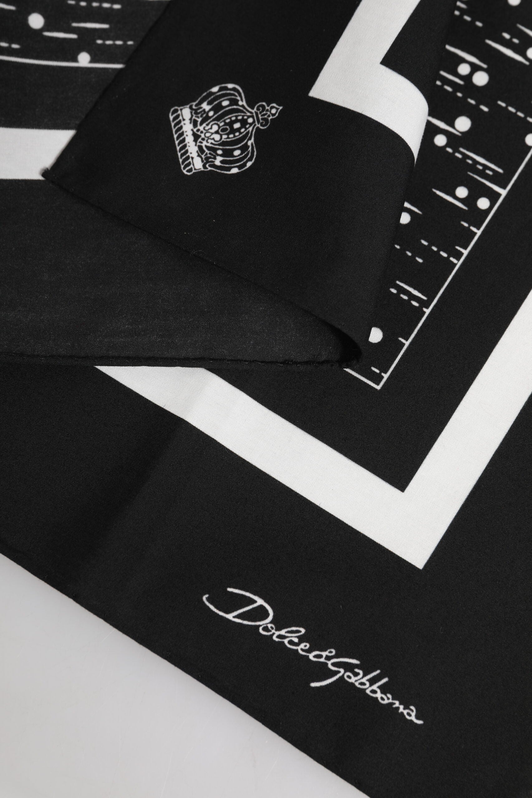 Dolce & Gabbana Svartvit Mönstrad Fyrkantig Foulard Halsduk