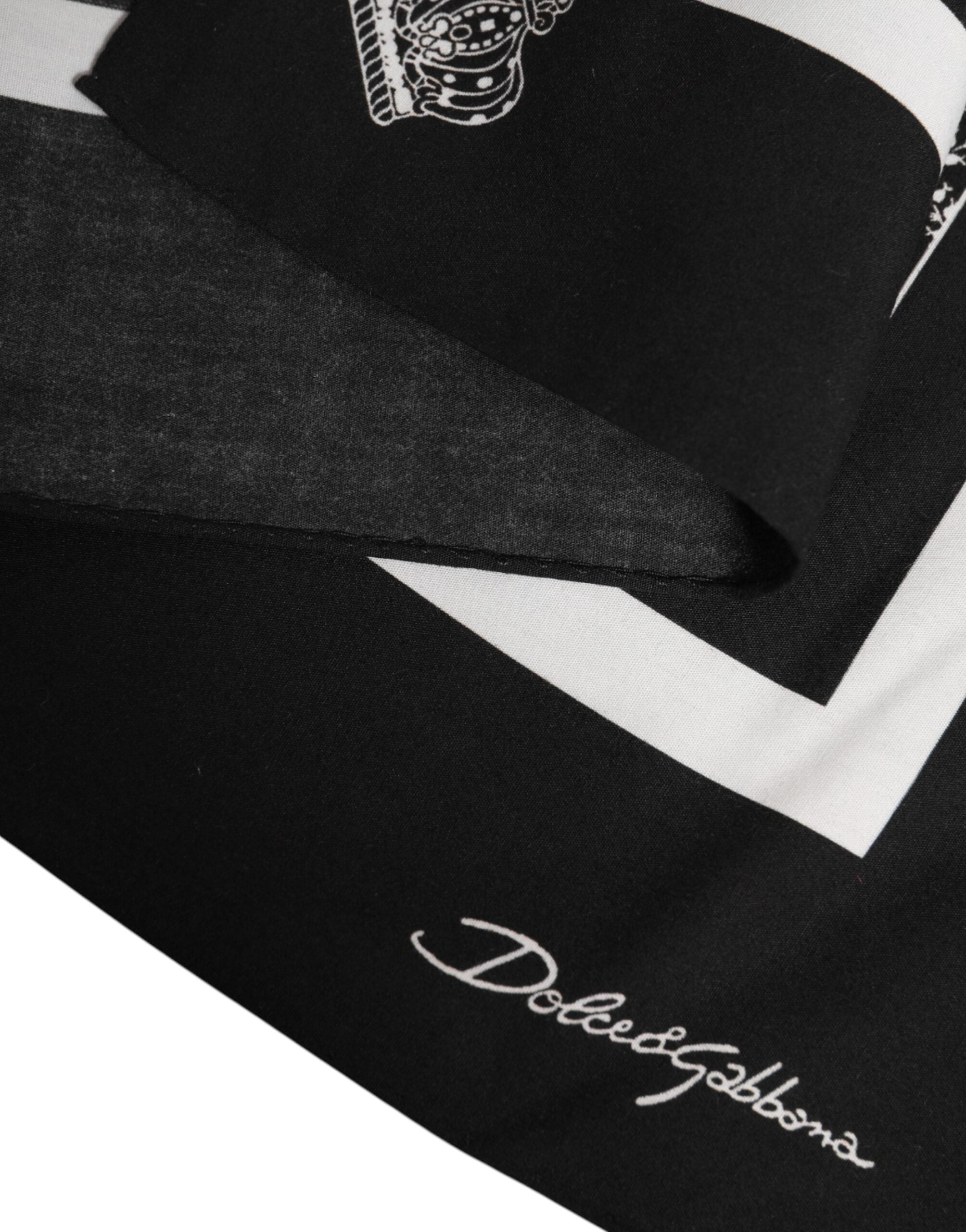Dolce & Gabbana Svartvit Mönstrad Fyrkantig Foulard Halsduk