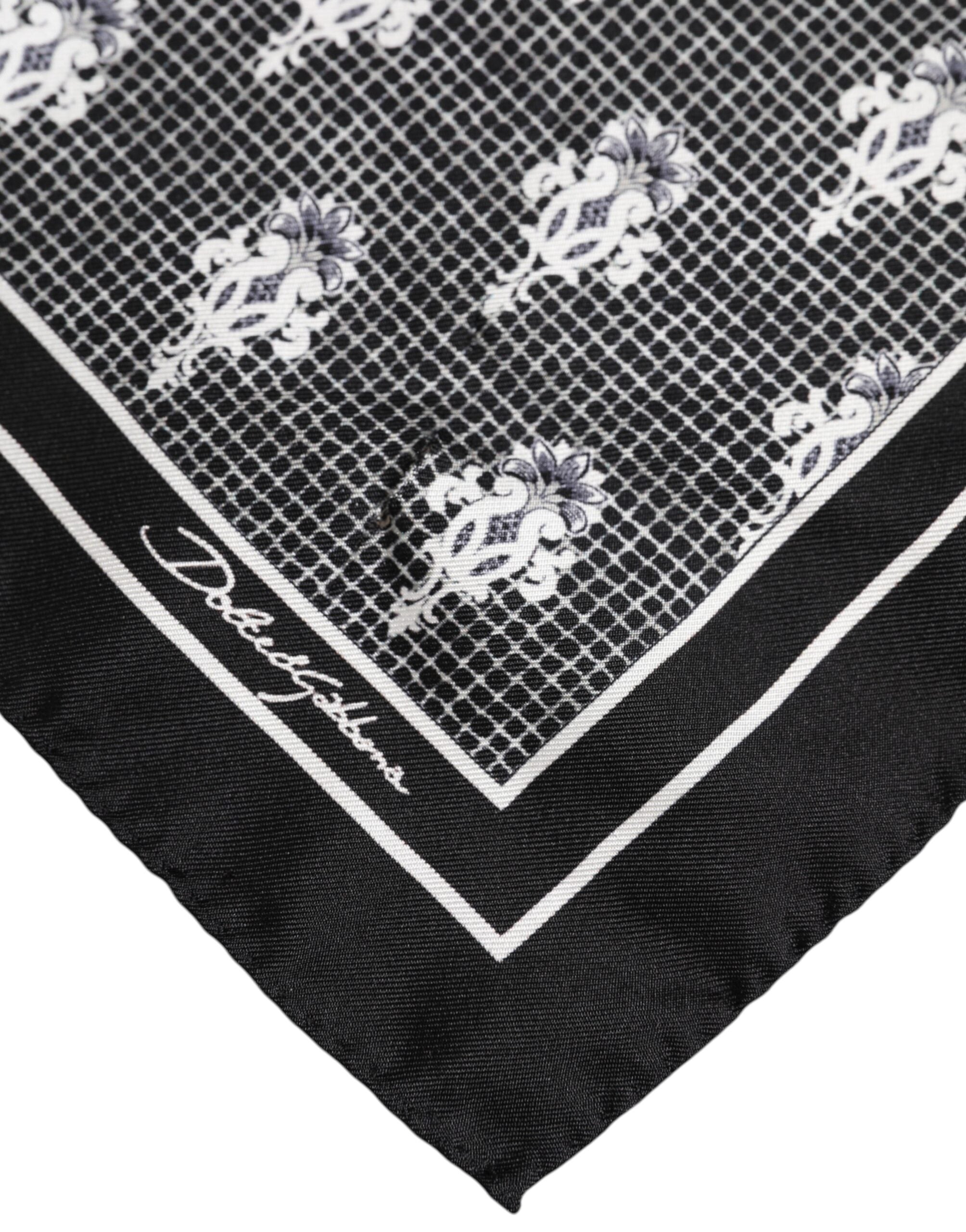 Dolce & Gabbana Svartvit Mönstrad Fyrkantig Foulard Halsduk