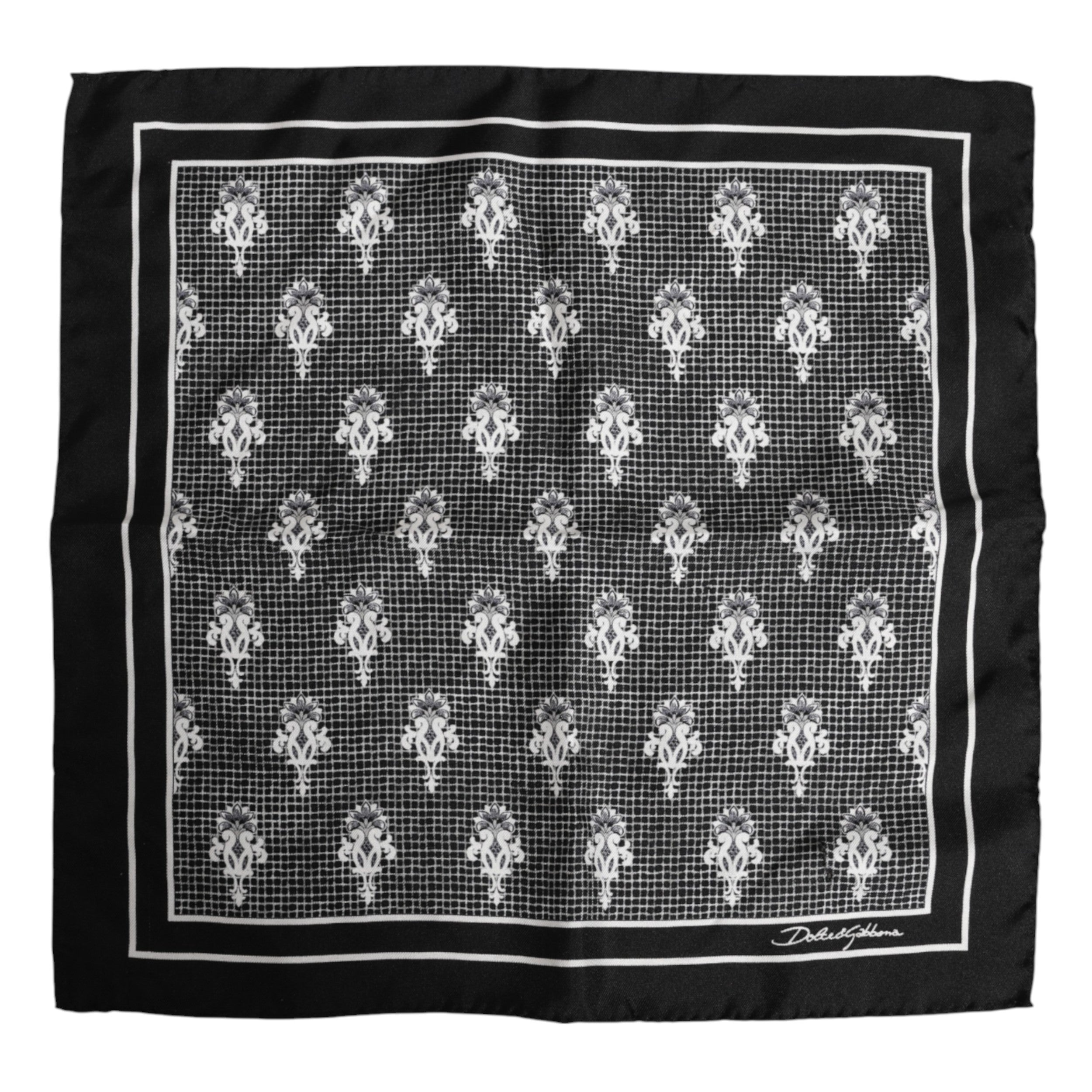 Dolce & Gabbana Svartvit Mönstrad Fyrkantig Foulard Halsduk
