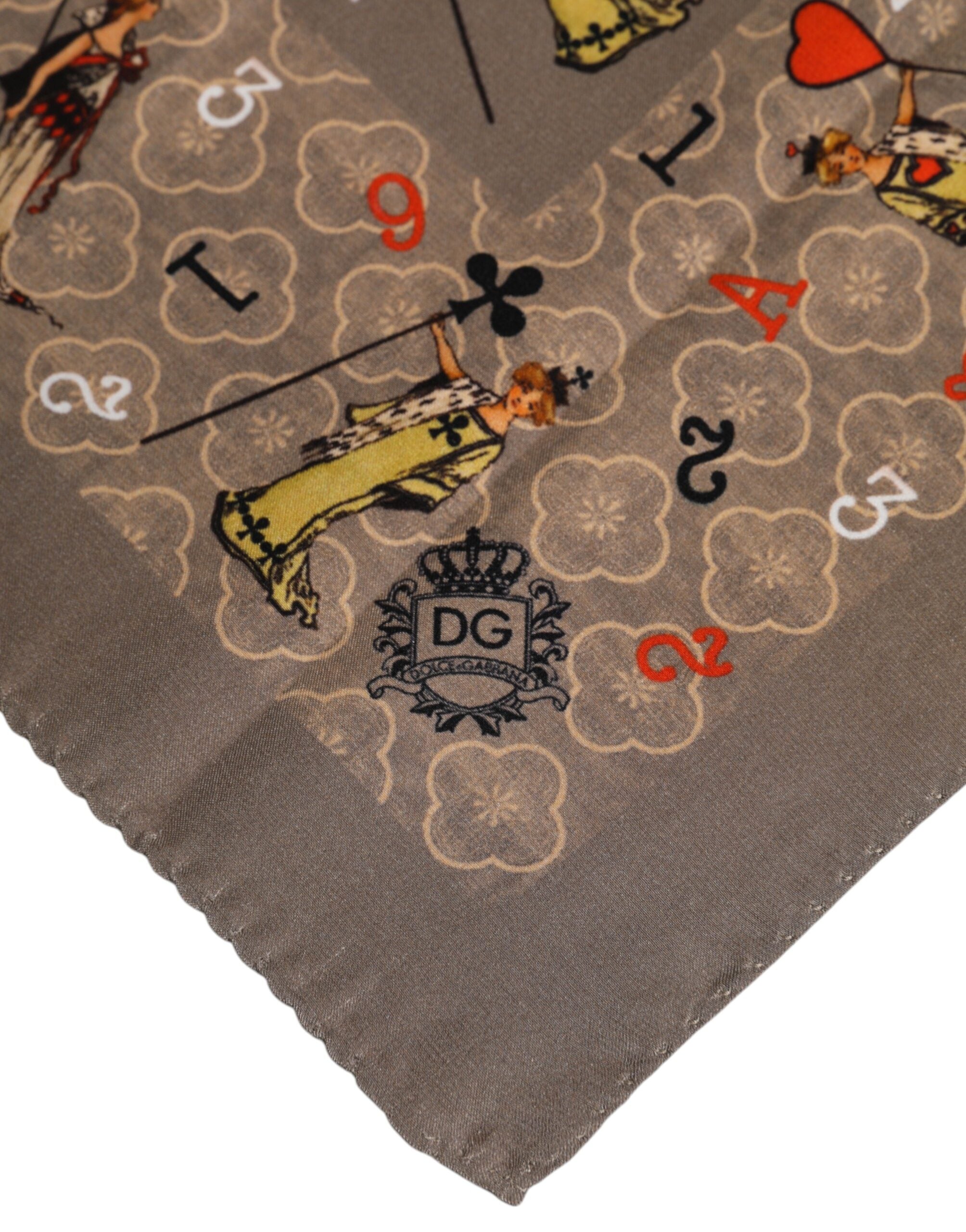 Dolce & Gabbana Brun Sidenmönstrad Fyrkantig Herrhalsduk