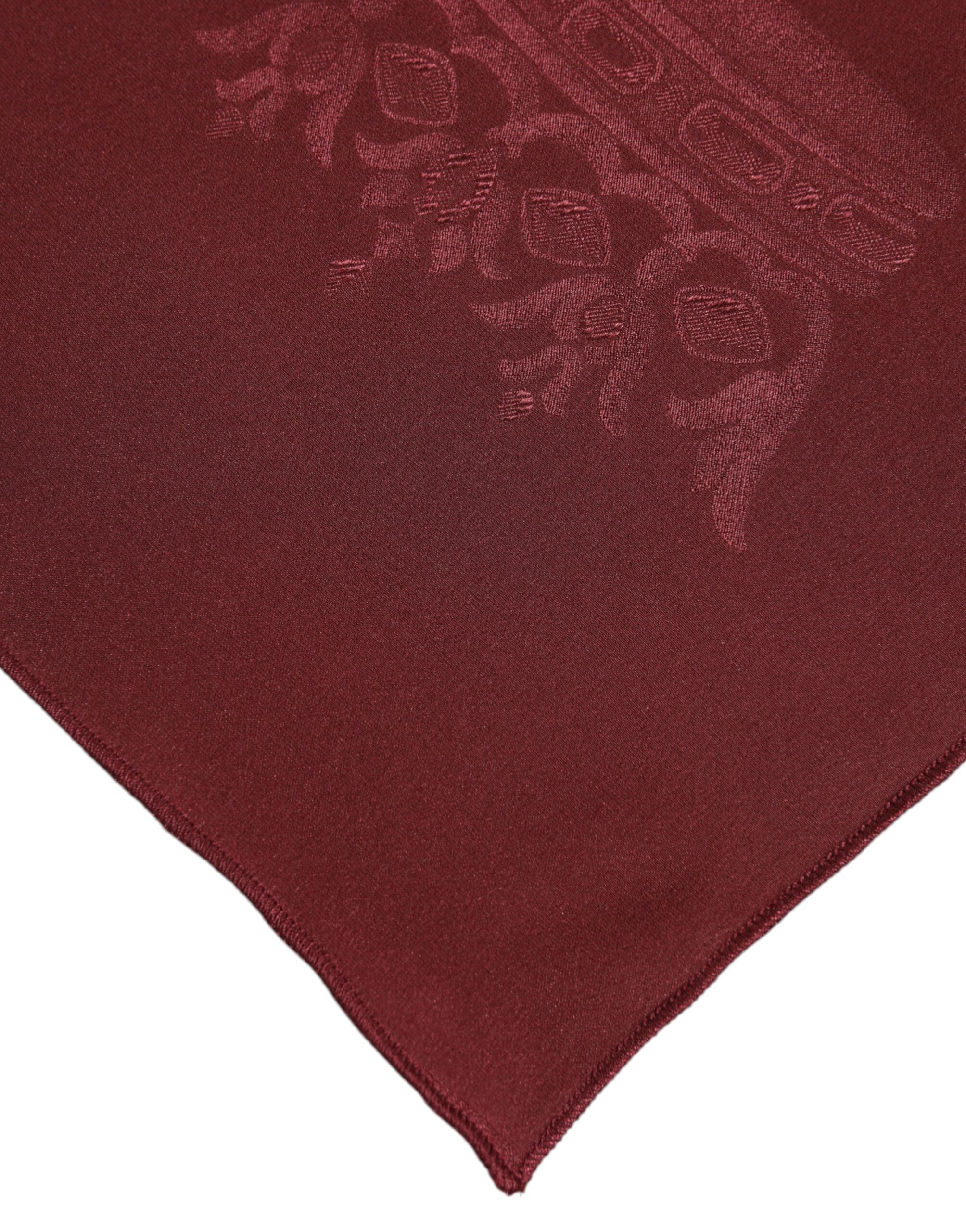 Dolce & Gabbana Maroon Silk Crown Square Herr Foulard Halsduk