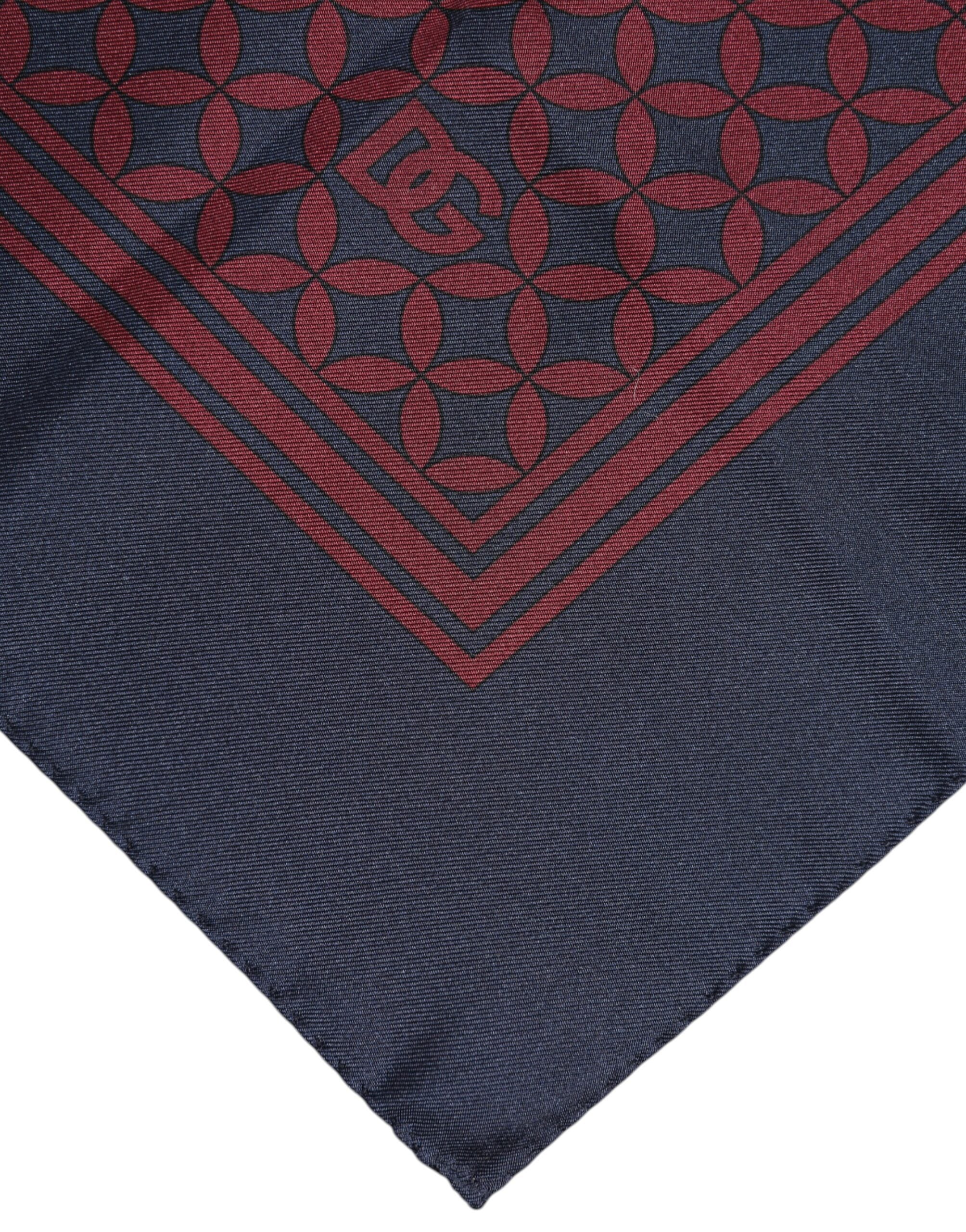 Dolce & Gabbana Röd Blå Mönstrad Siden Fyrkantig Herr Foulard Halsduk