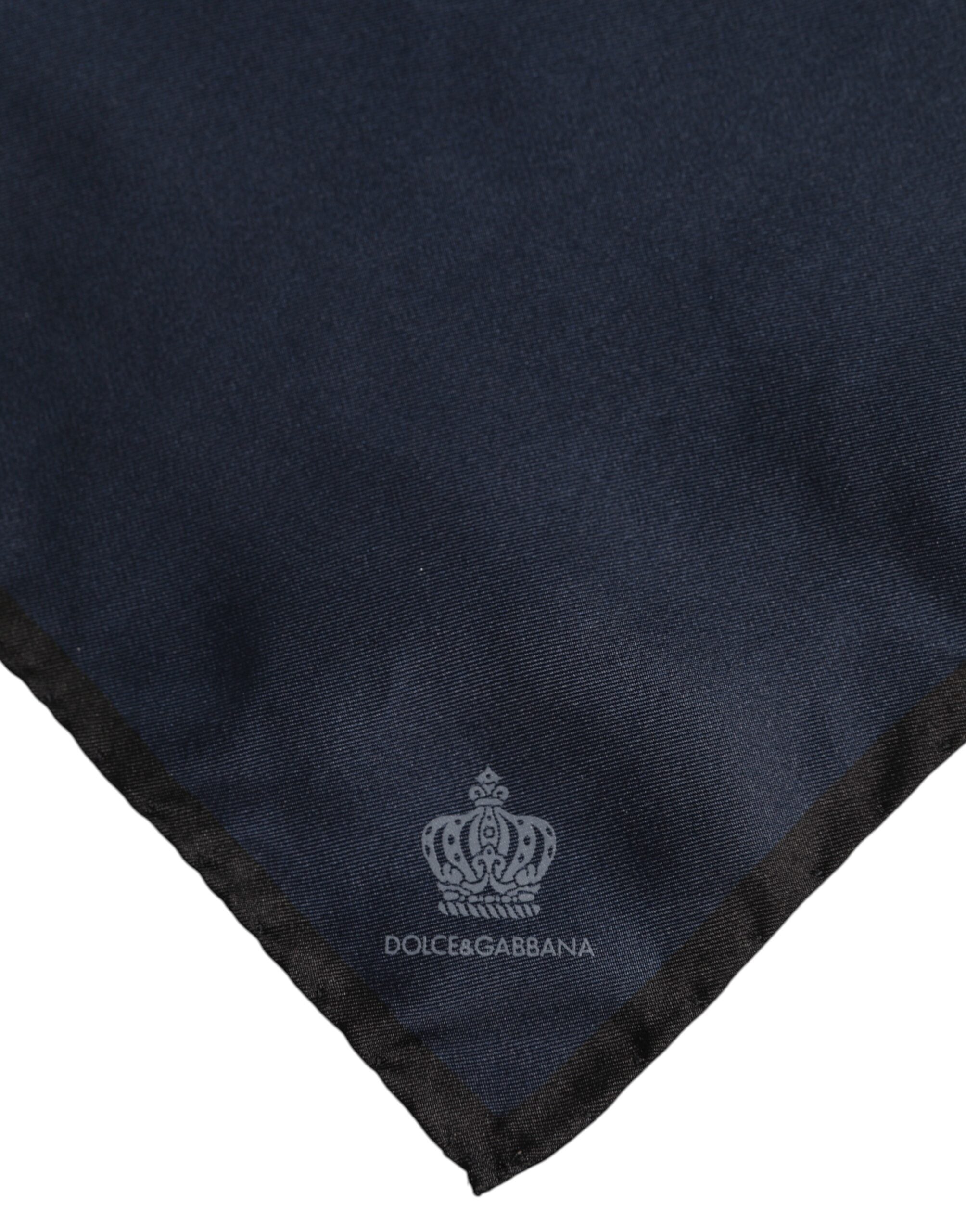 Dolce & Gabbana Blå DG Crown Siden Fyrkantig Herr Foulard Halsduk