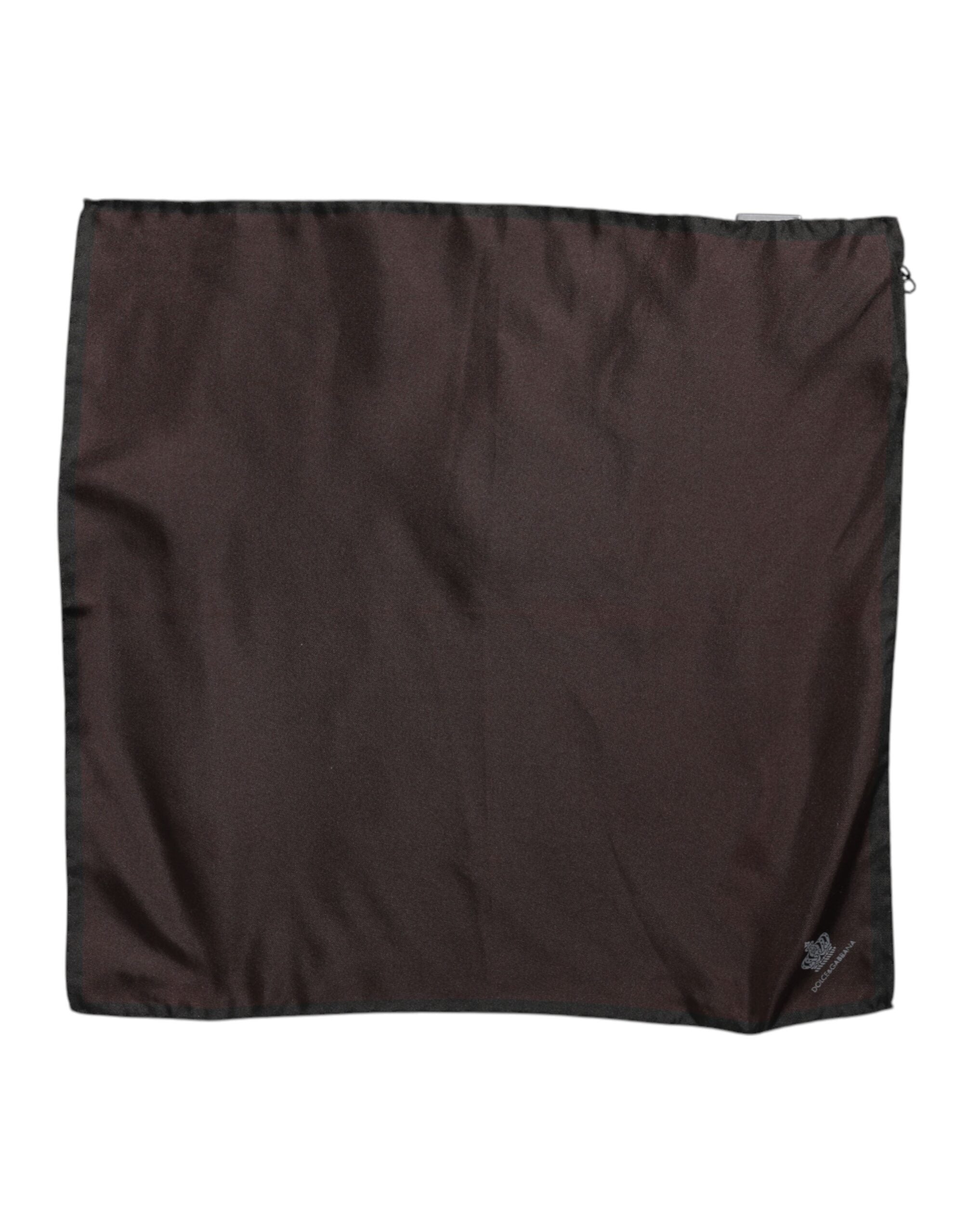 Dolce & Gabbana Brun DG Crown Siden Fyrkantig Herr Foulard Halsduk