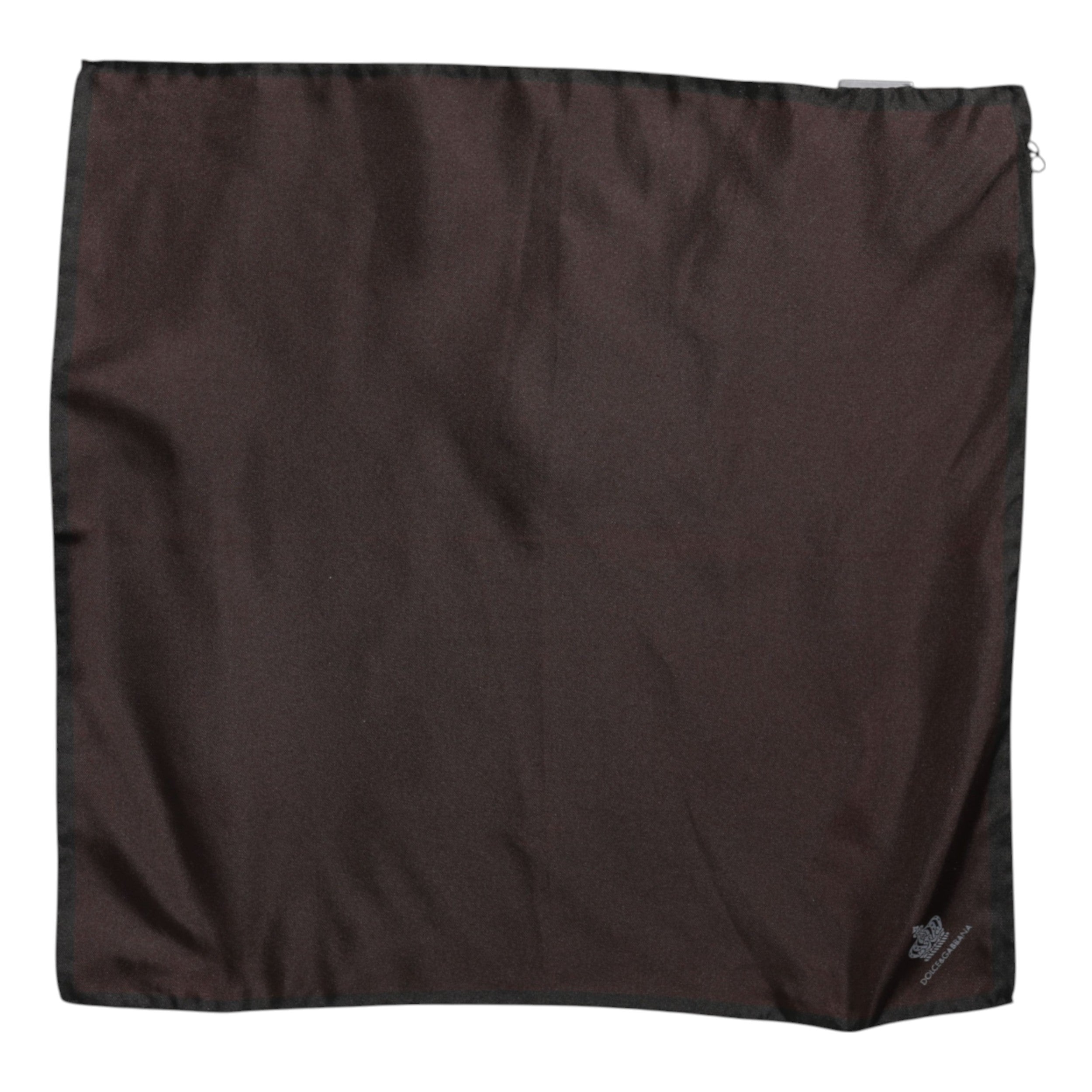 Dolce & Gabbana Brun DG Crown Siden Fyrkantig Herr Foulard Halsduk