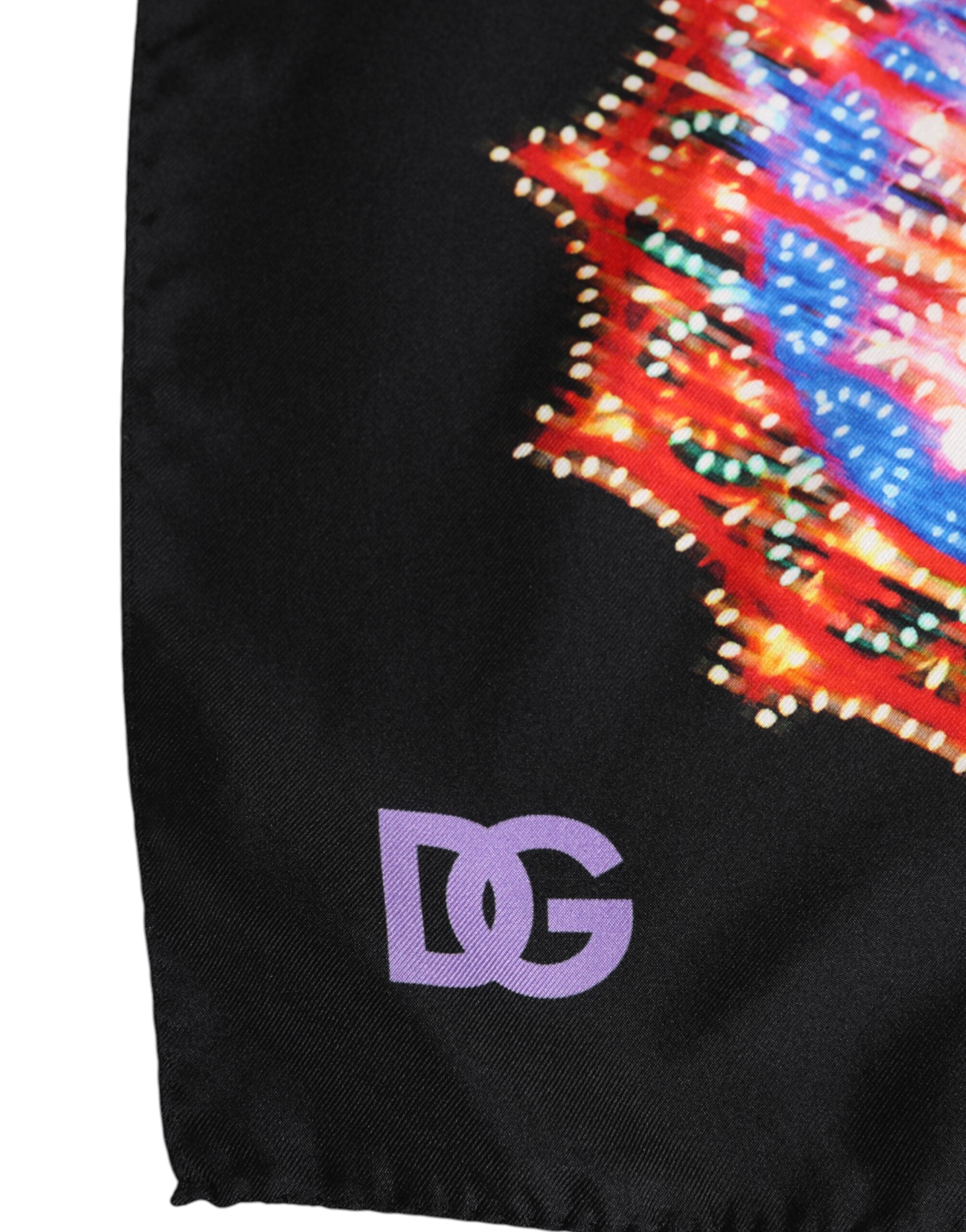 Dolce & Gabbana Svart Flerfärgad Mönstrad Fyrkantig Halsduk
