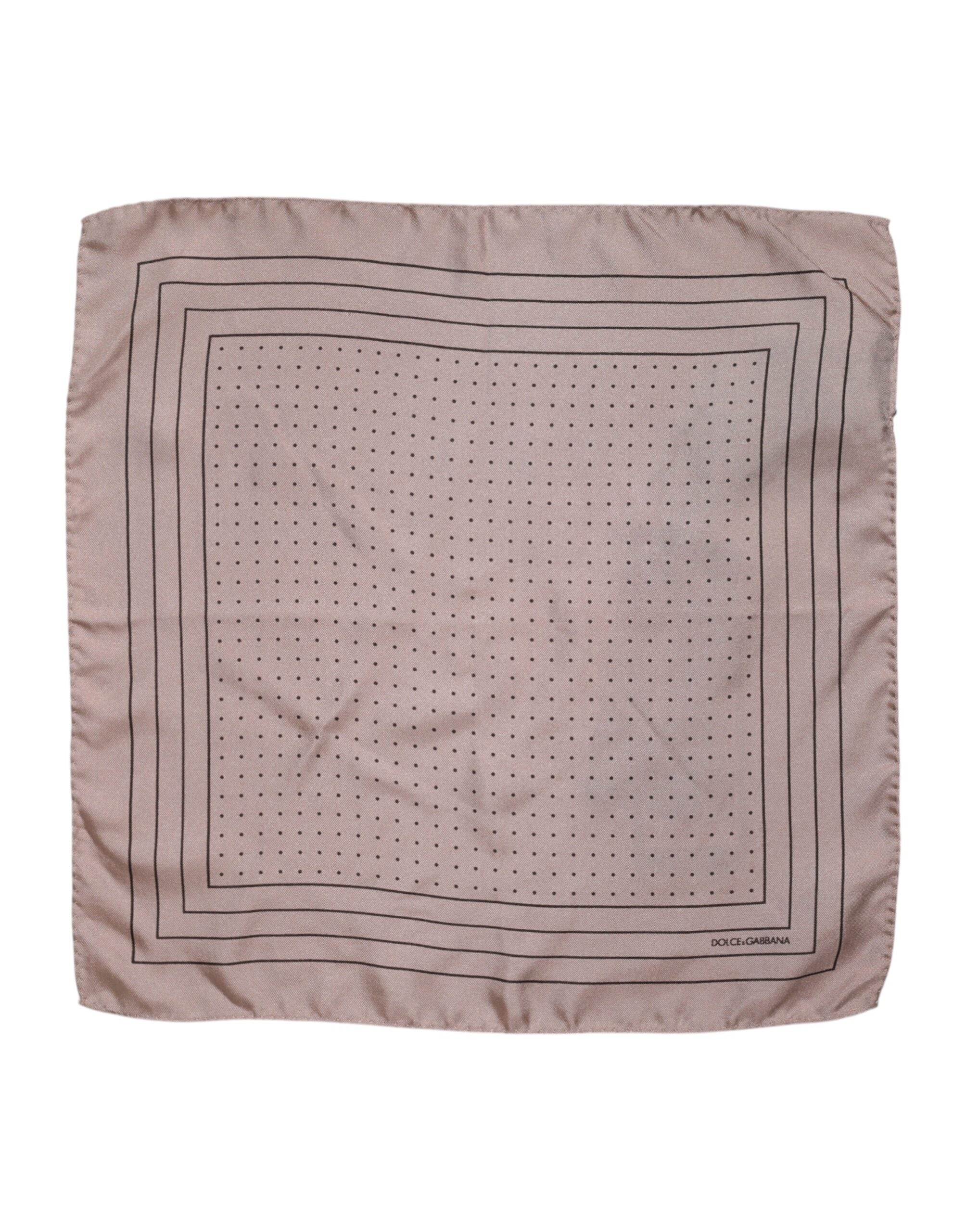 Dolce & Gabbana Beige Prickig Siden Fyrkantig Herr Foulard Halsduk