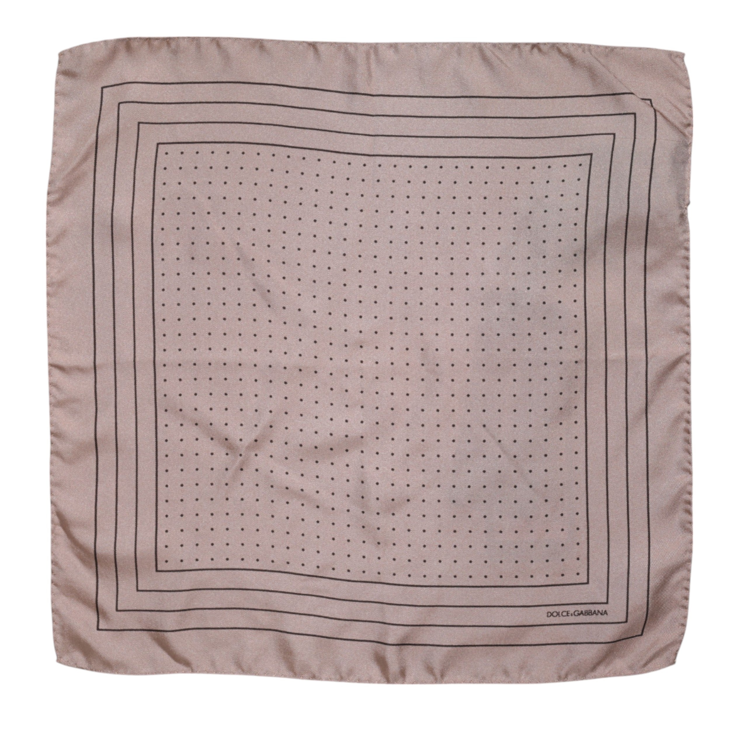 Dolce & Gabbana Beige Prickig Siden Fyrkantig Herr Foulard Halsduk