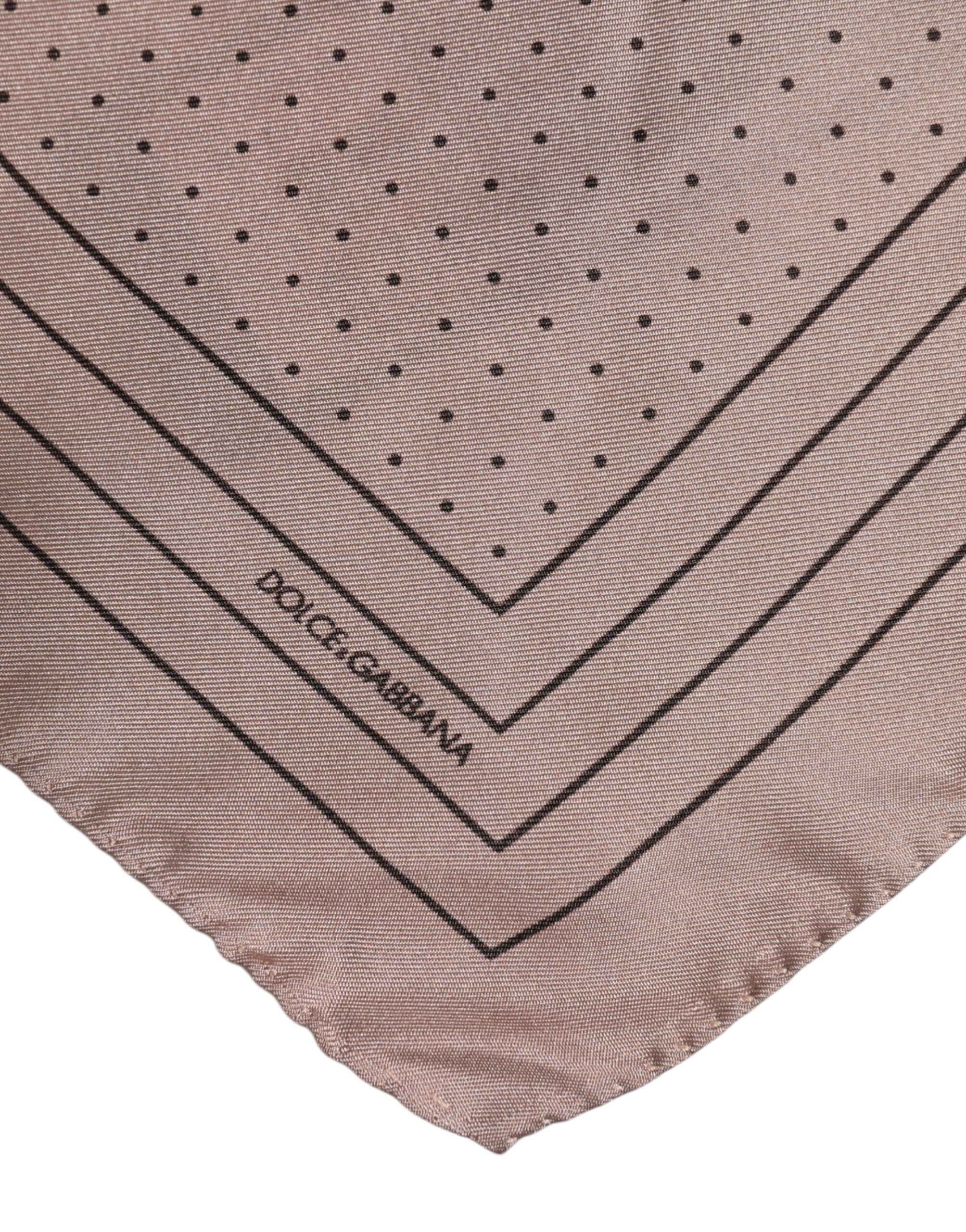 Dolce & Gabbana Beige Prickig Siden Fyrkantig Herr Foulard Halsduk