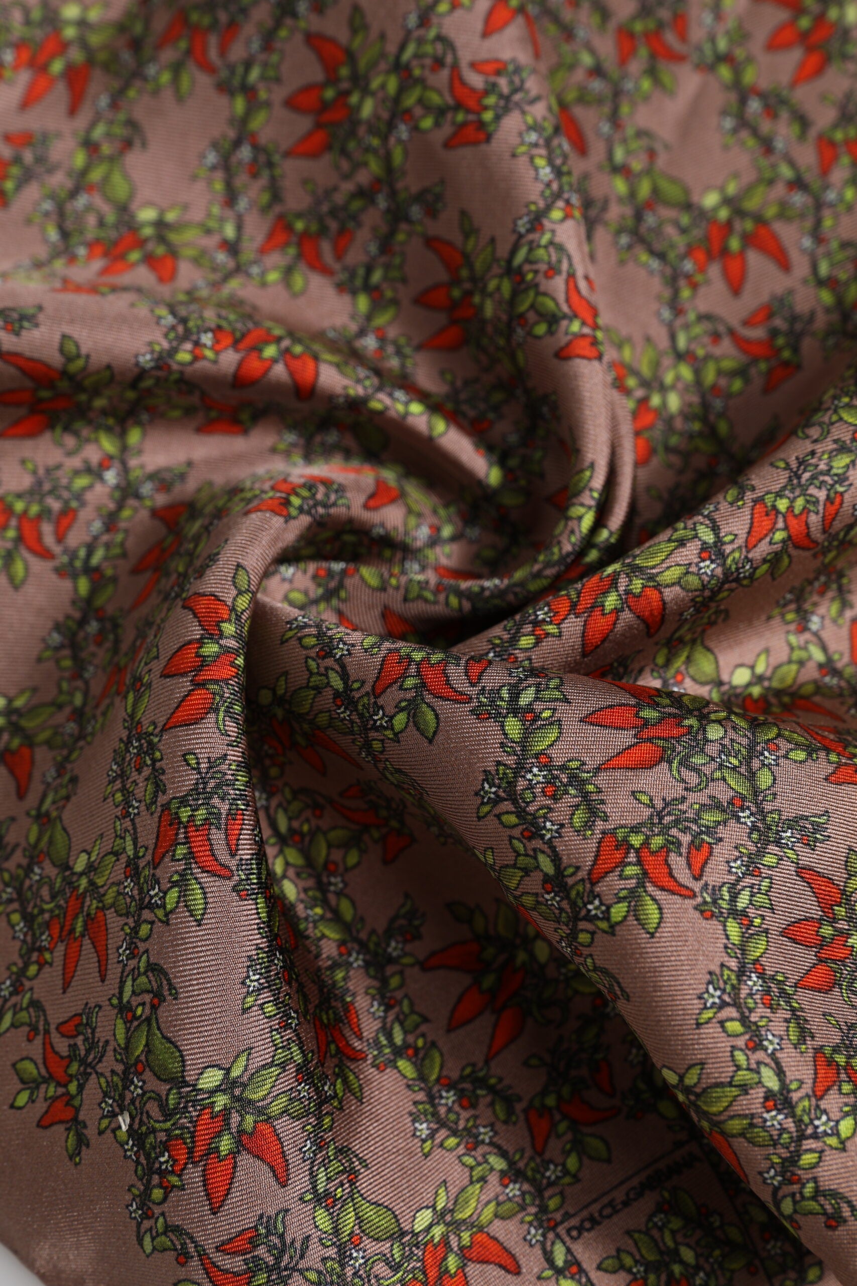 Dolce & Gabbana Brun Chilis Siden Fyrkantig Herrhalsduk