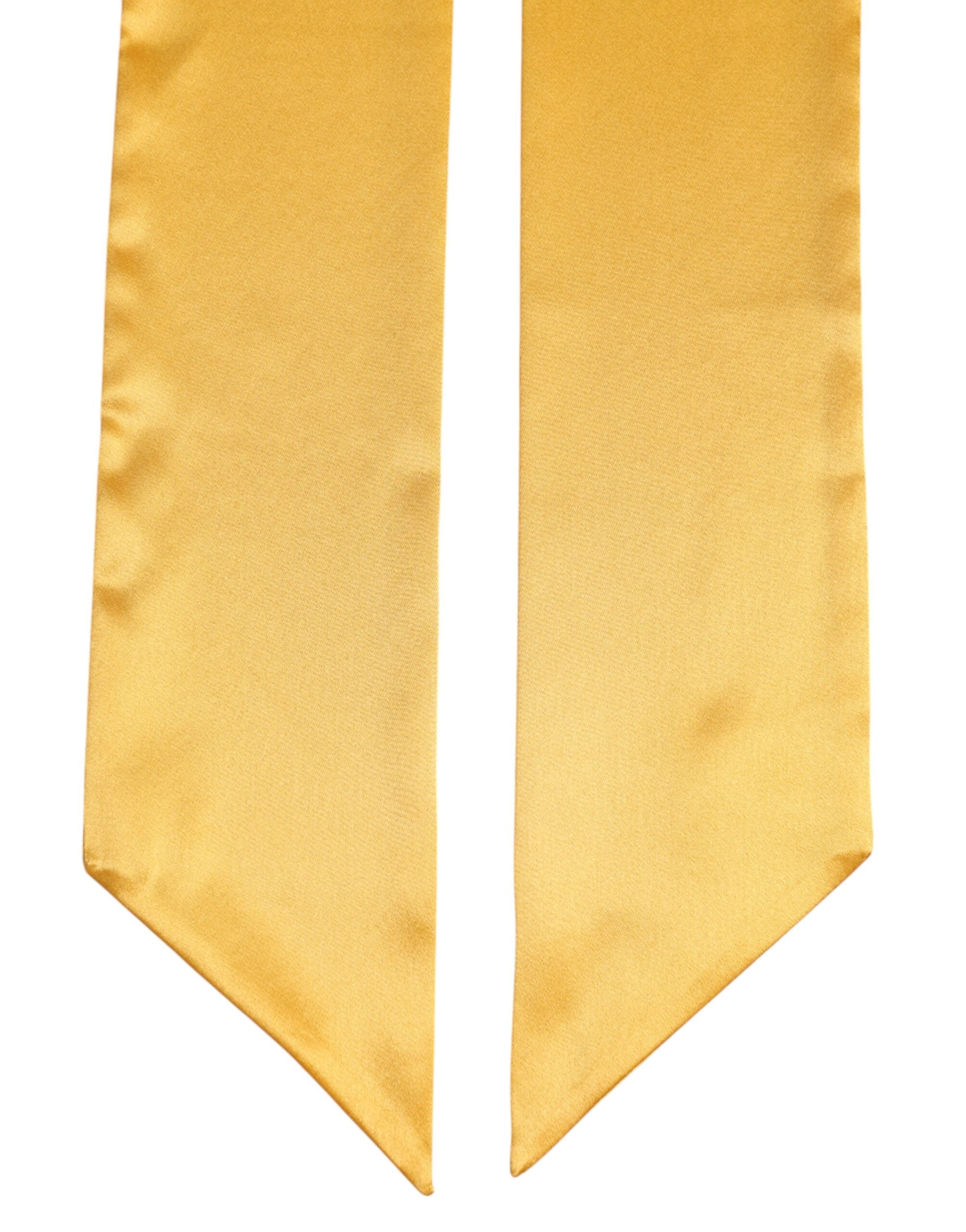 Dolce & Gabbana Gul Satin Siden Smal Foulard Omlottscarf