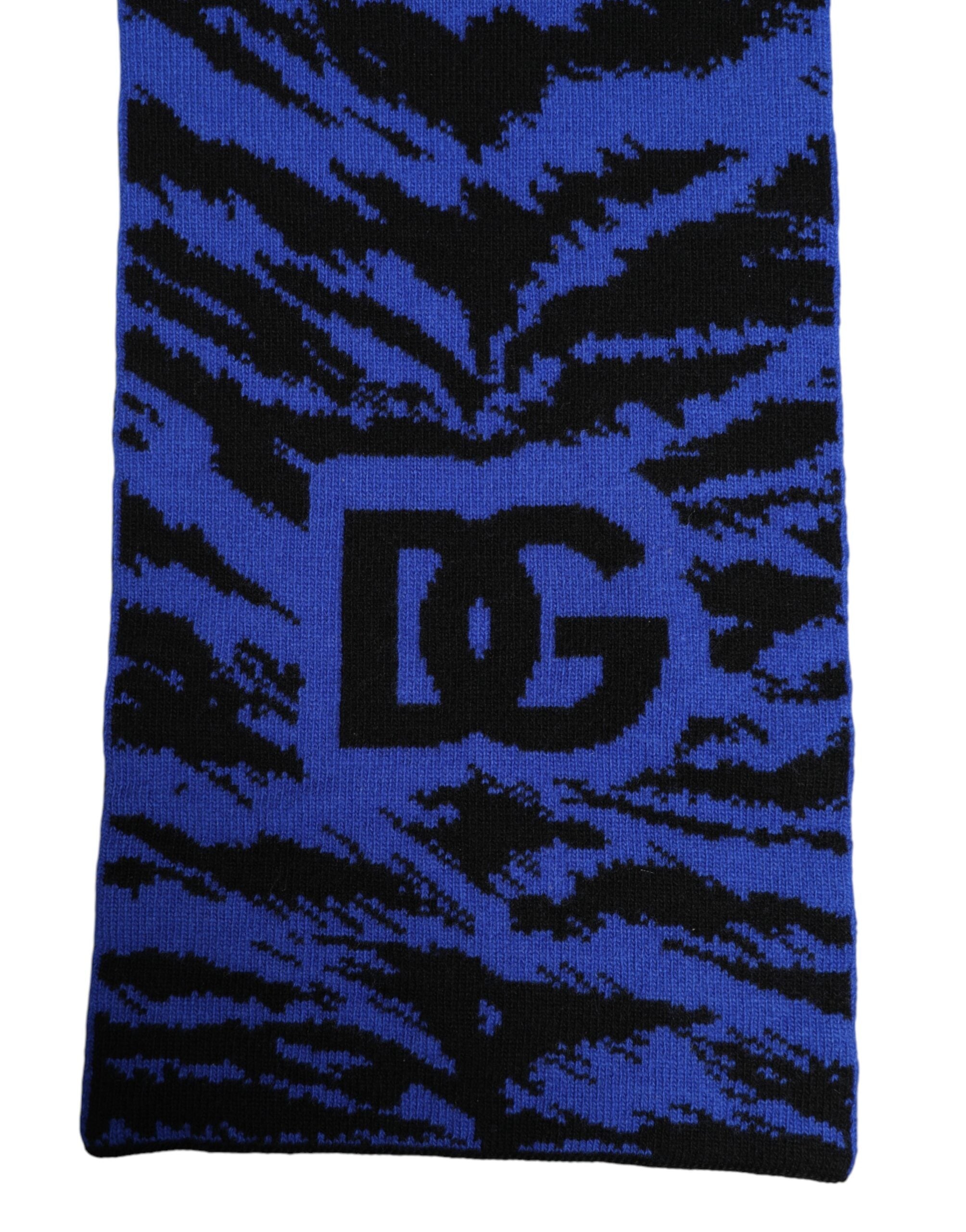 Dolce & Gabbana Blå Svart Logotyp Halsvärmare Omlottsjal Halsduk