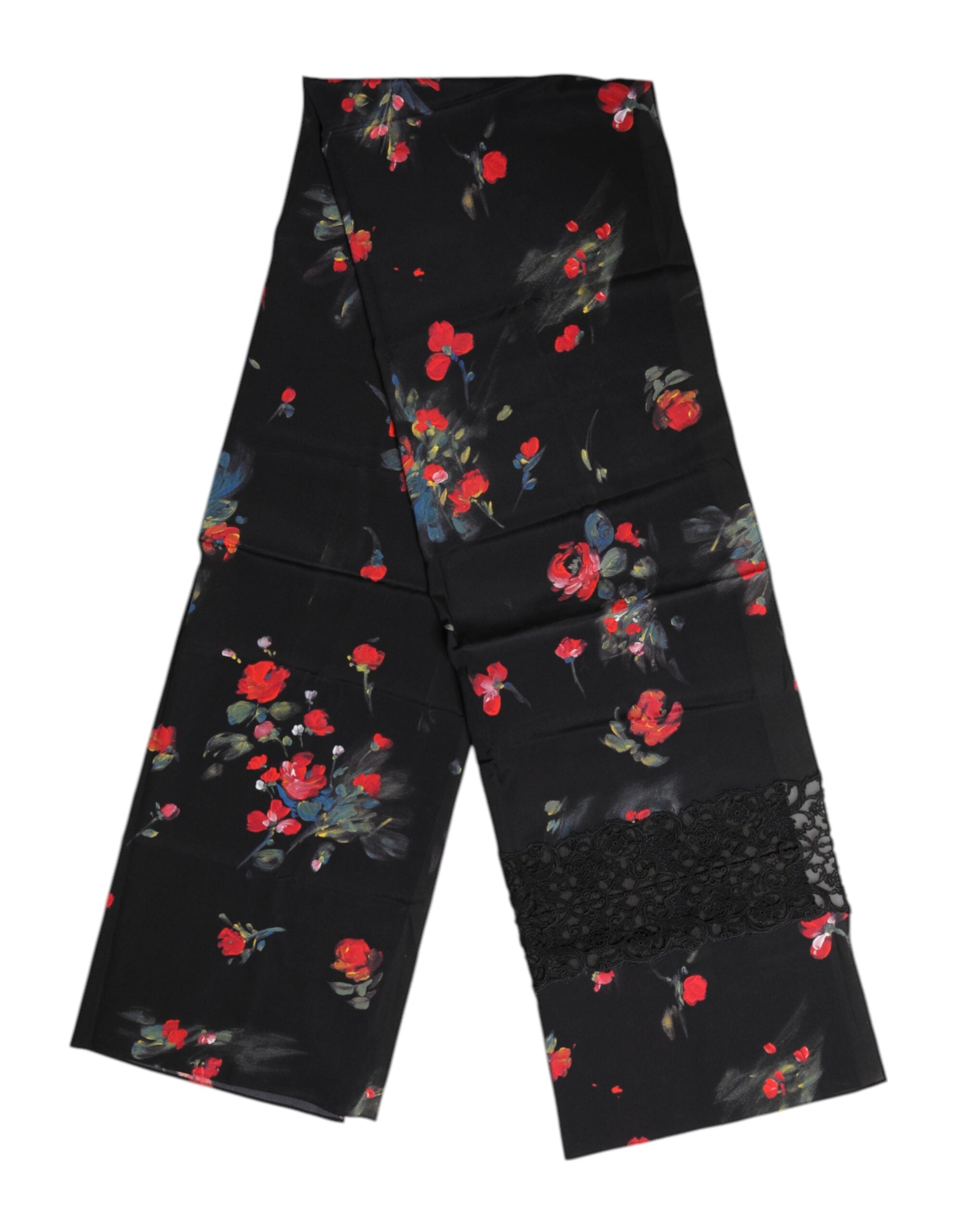 Dolce & Gabbana Svart Blommig Halsduk med Omlott