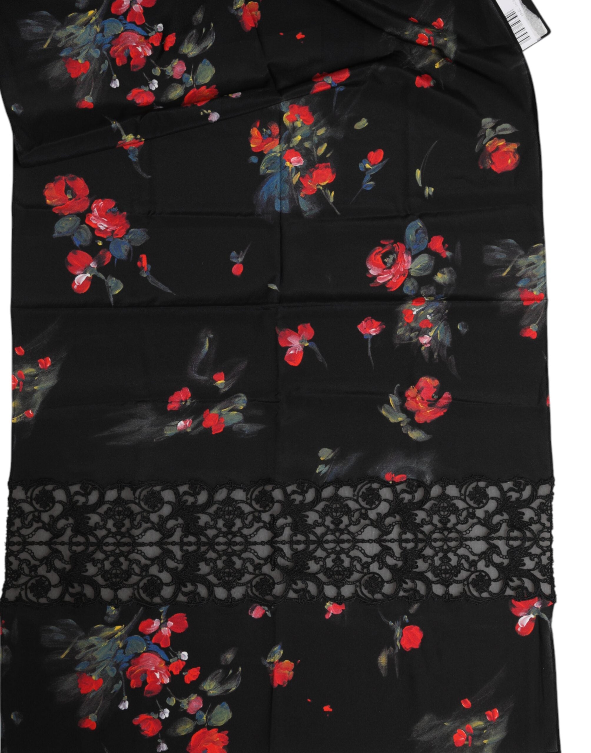 Dolce & Gabbana Svart Blommig Halsduk med Omlott