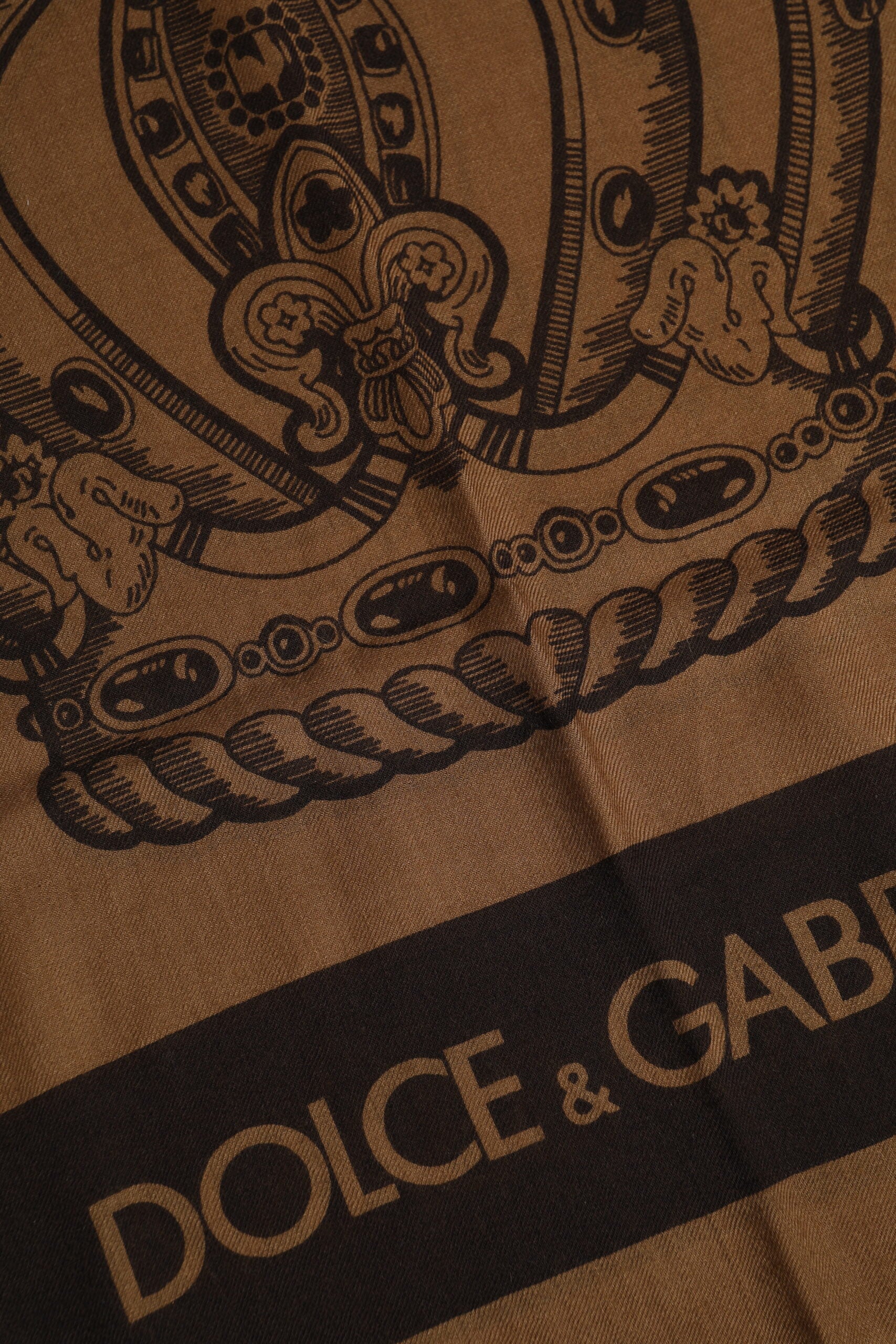 Dolce & Gabbana Brun DG Crown Halsvärmare Herr Foulard Halsduk