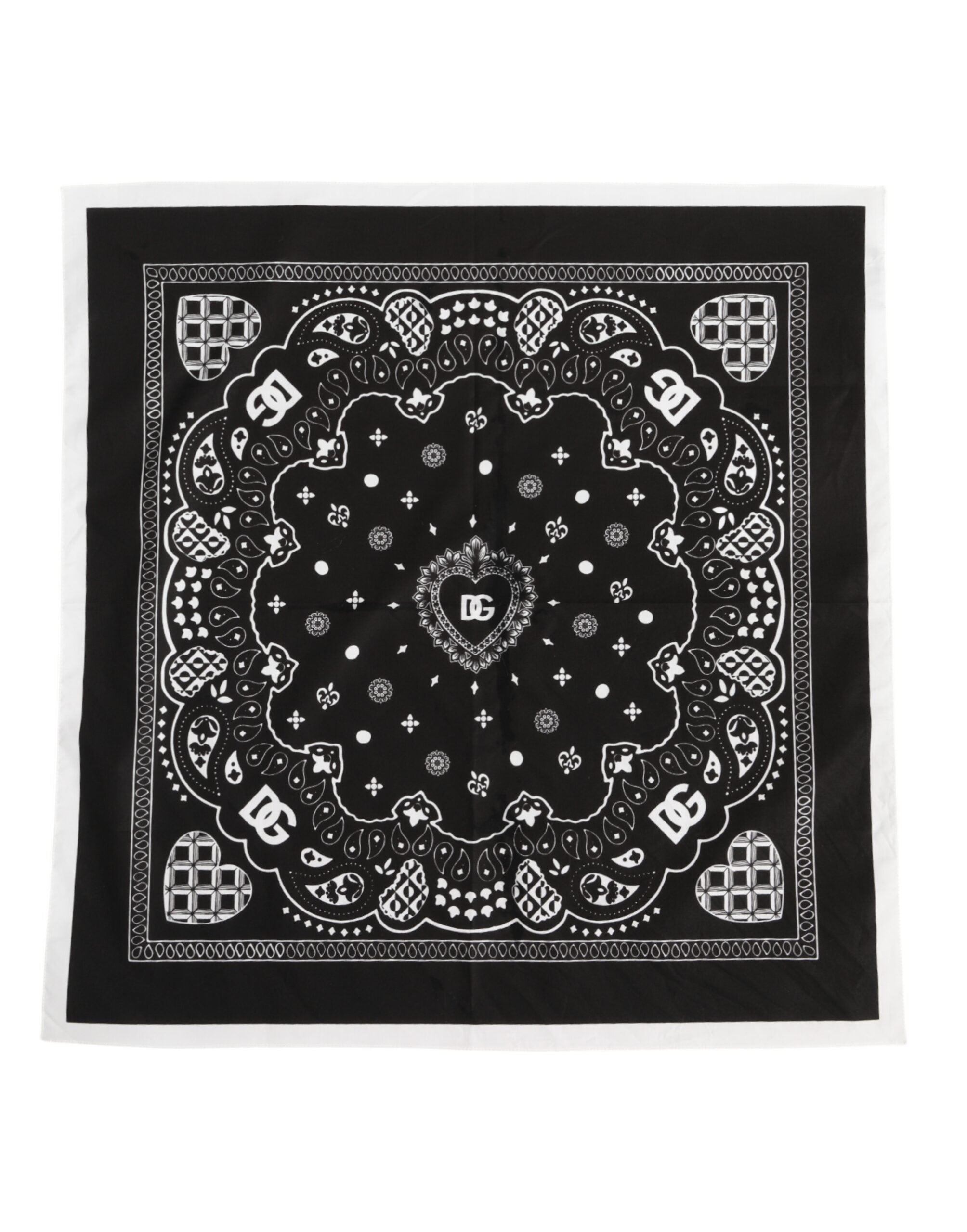 Dolce & Gabbana Svartvit Bandana Fyrkantig Herr Foulard Halsduk