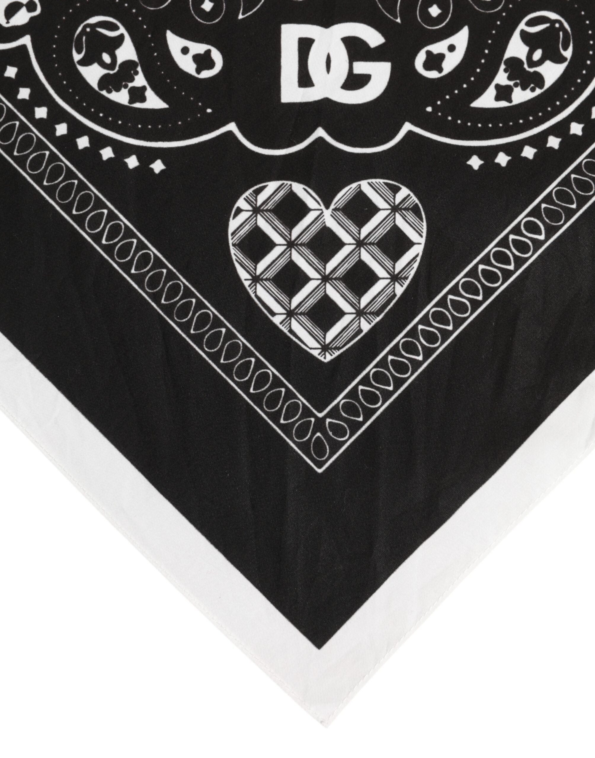 Dolce & Gabbana Svartvit Bandana Fyrkantig Herr Foulard Halsduk