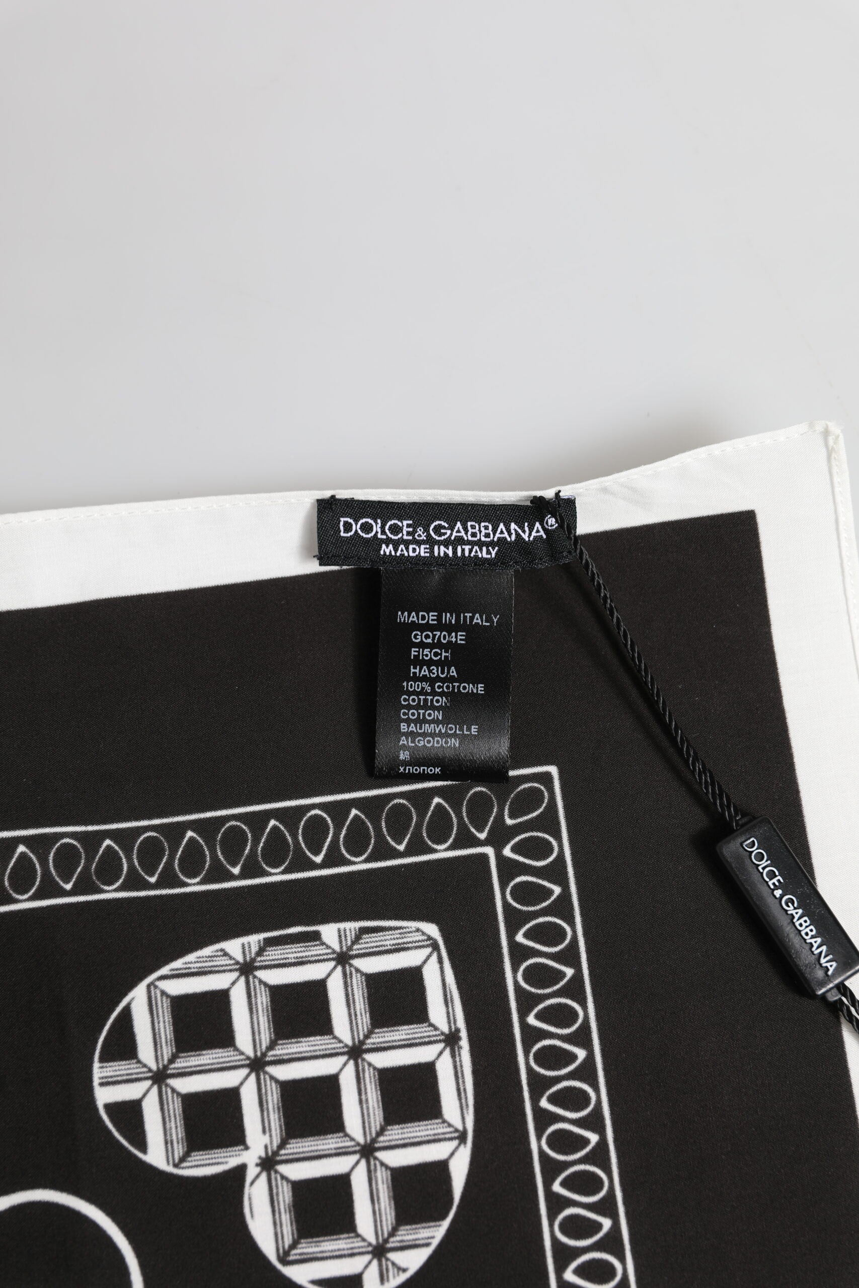 Dolce & Gabbana Svartvit Bandana Fyrkantig Herr Foulard Halsduk