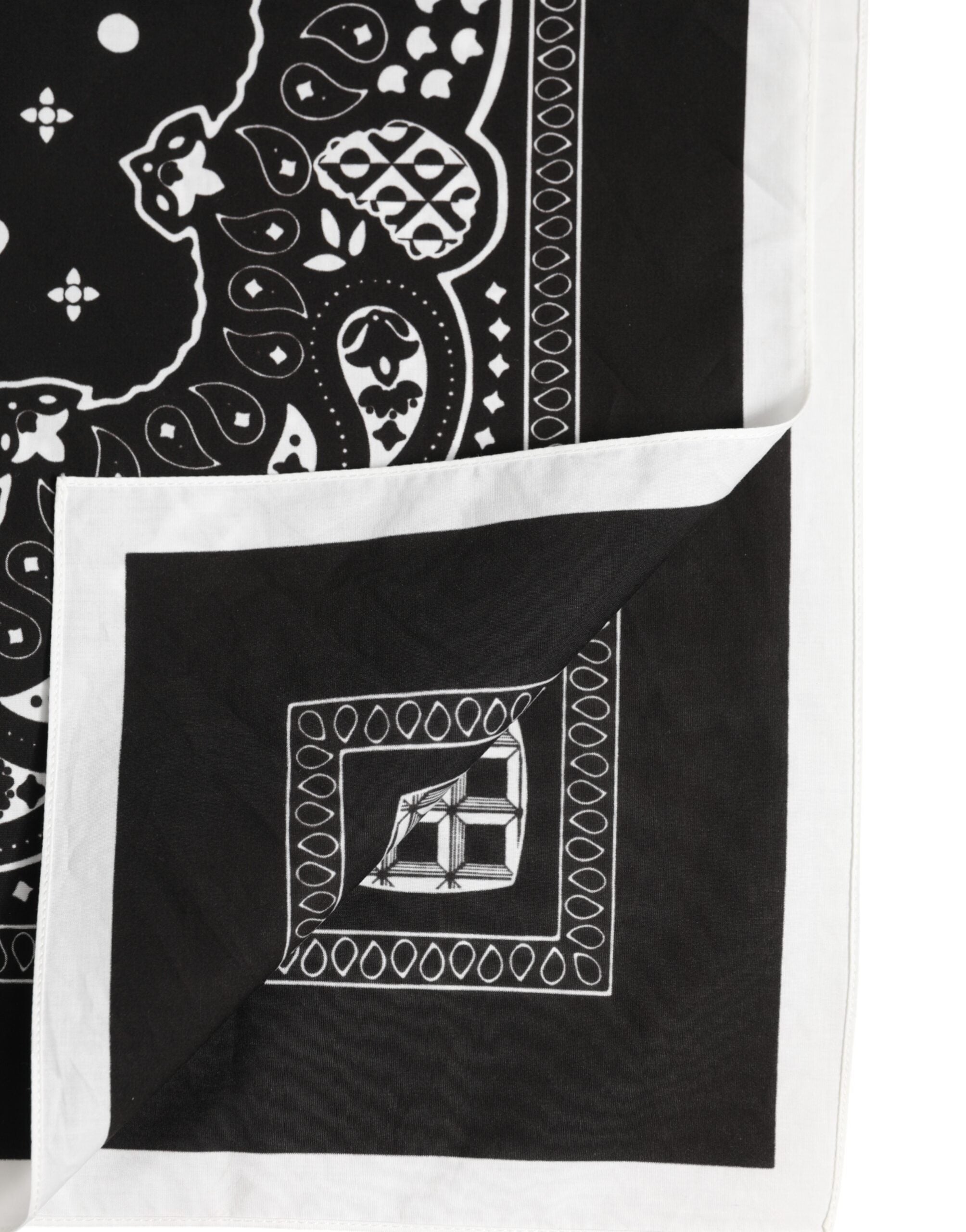 Dolce & Gabbana Svartvit Bandana Fyrkantig Herr Foulard Halsduk